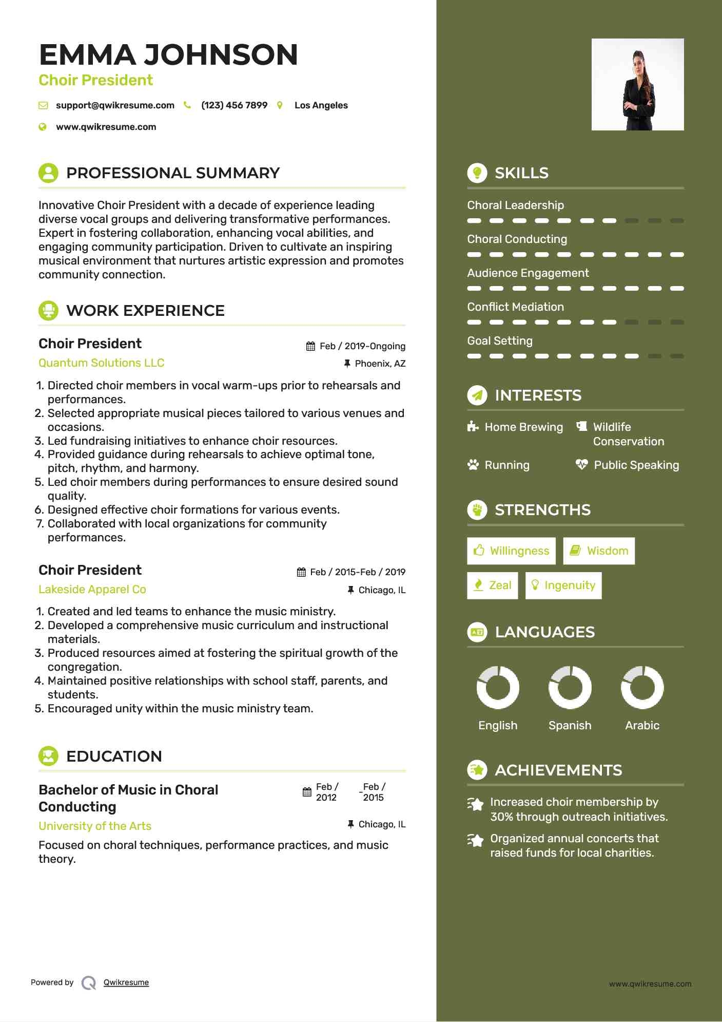 10 Choir President Resume Samples U0026 Templates For 2025