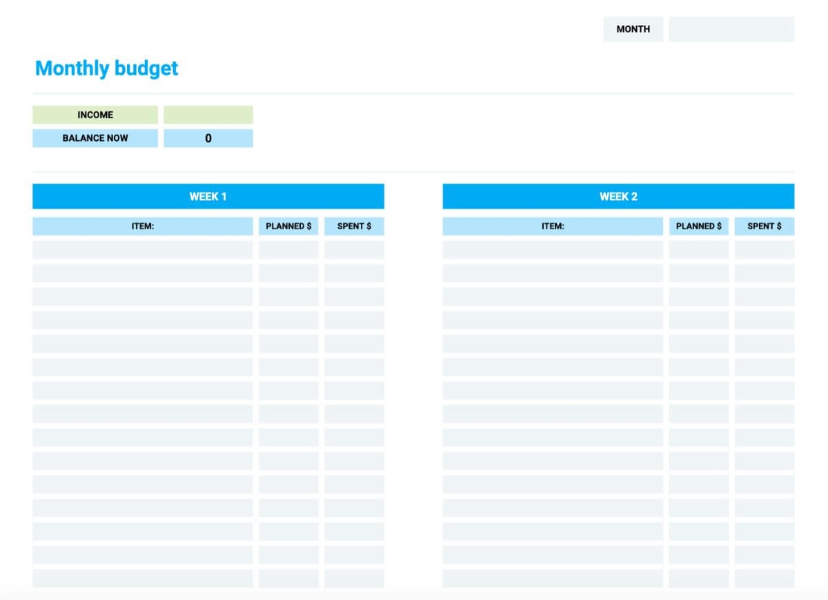 2 Person Budget Template