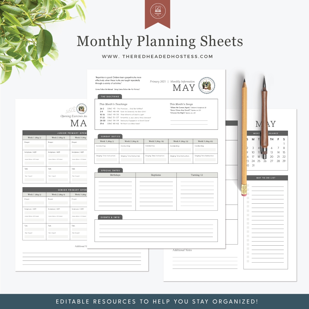 2021 Primary Doctrine And Covenant Primary Presidency Planner Worksheets Library