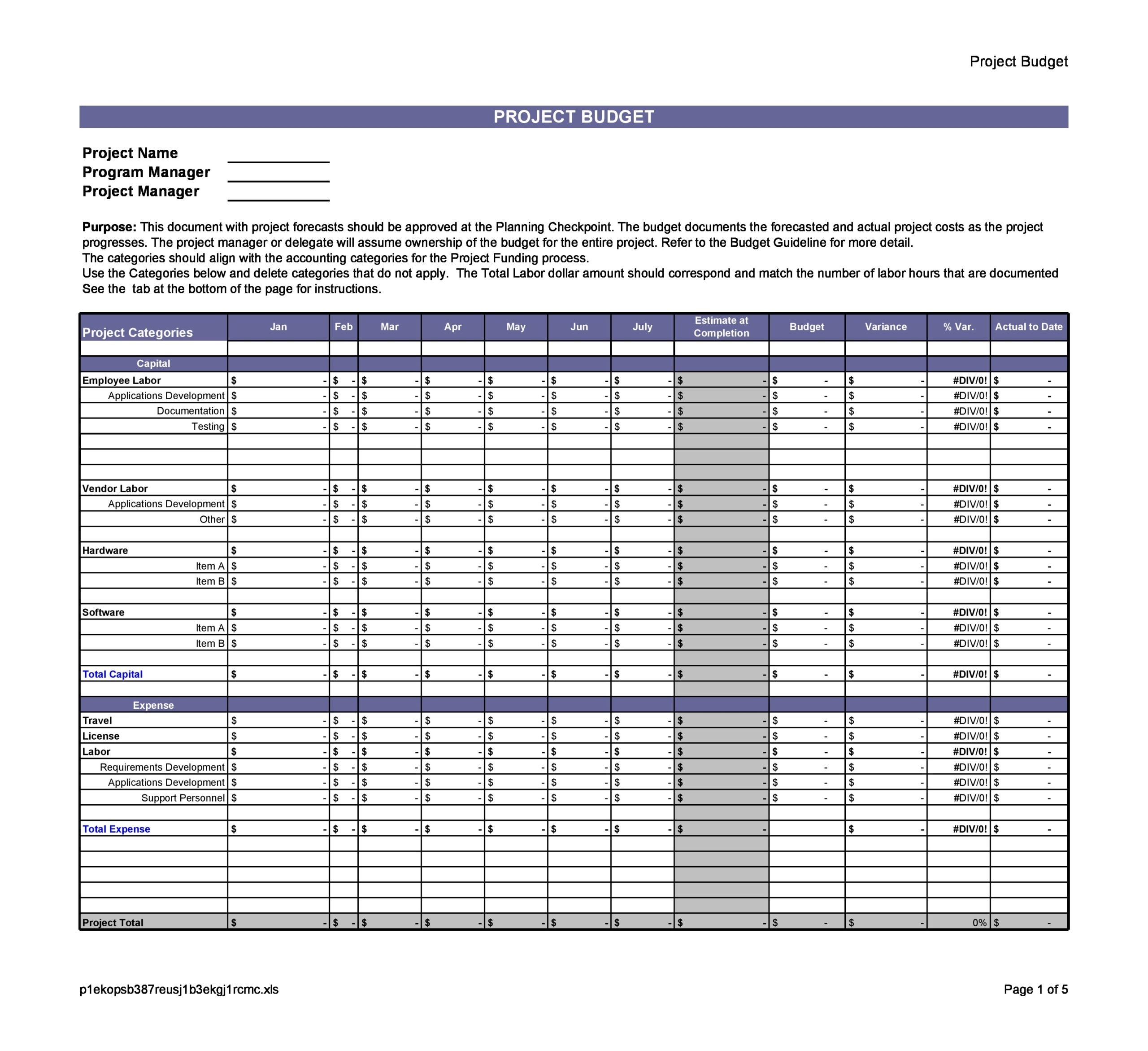 30 Great Project Budget Templates Excel TemplateArchive