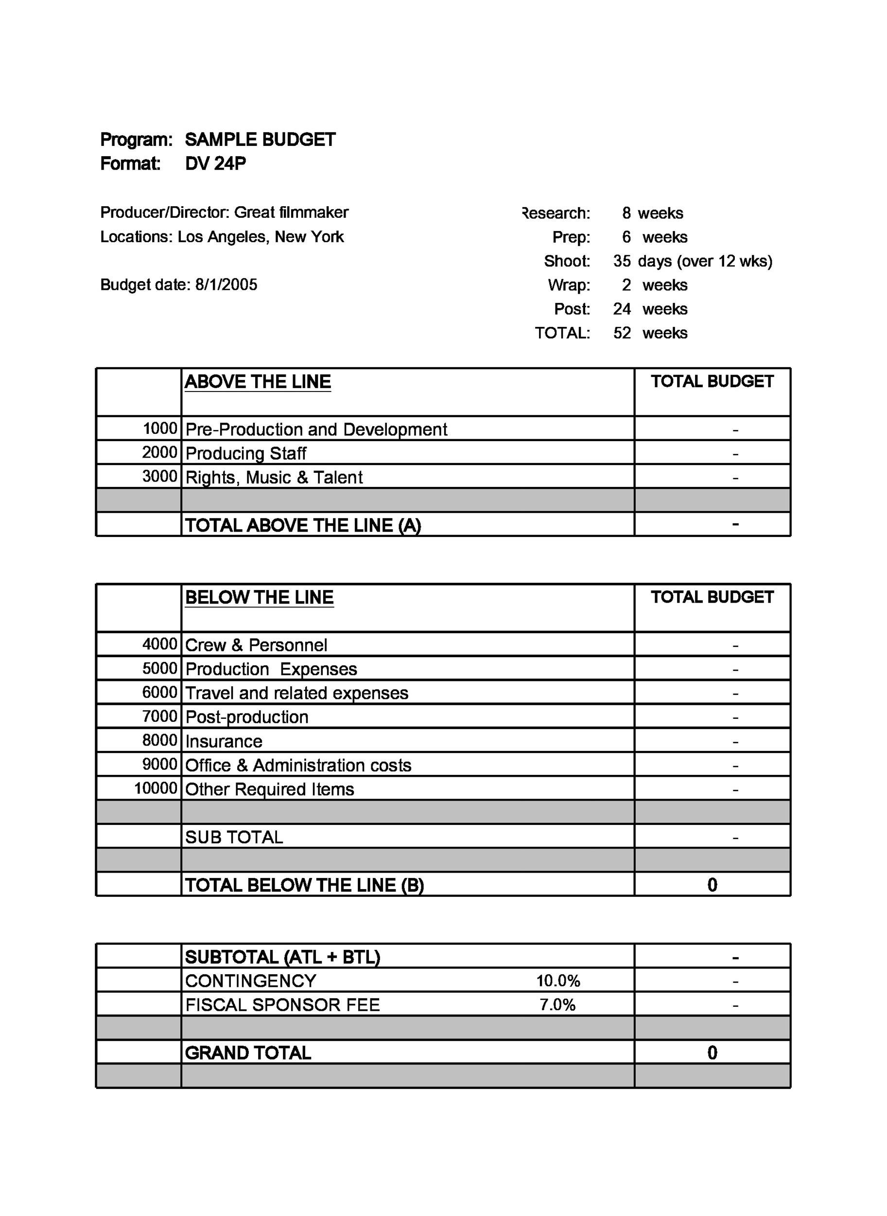 33 Free Film Budget Templates Excel Word TemplateLab