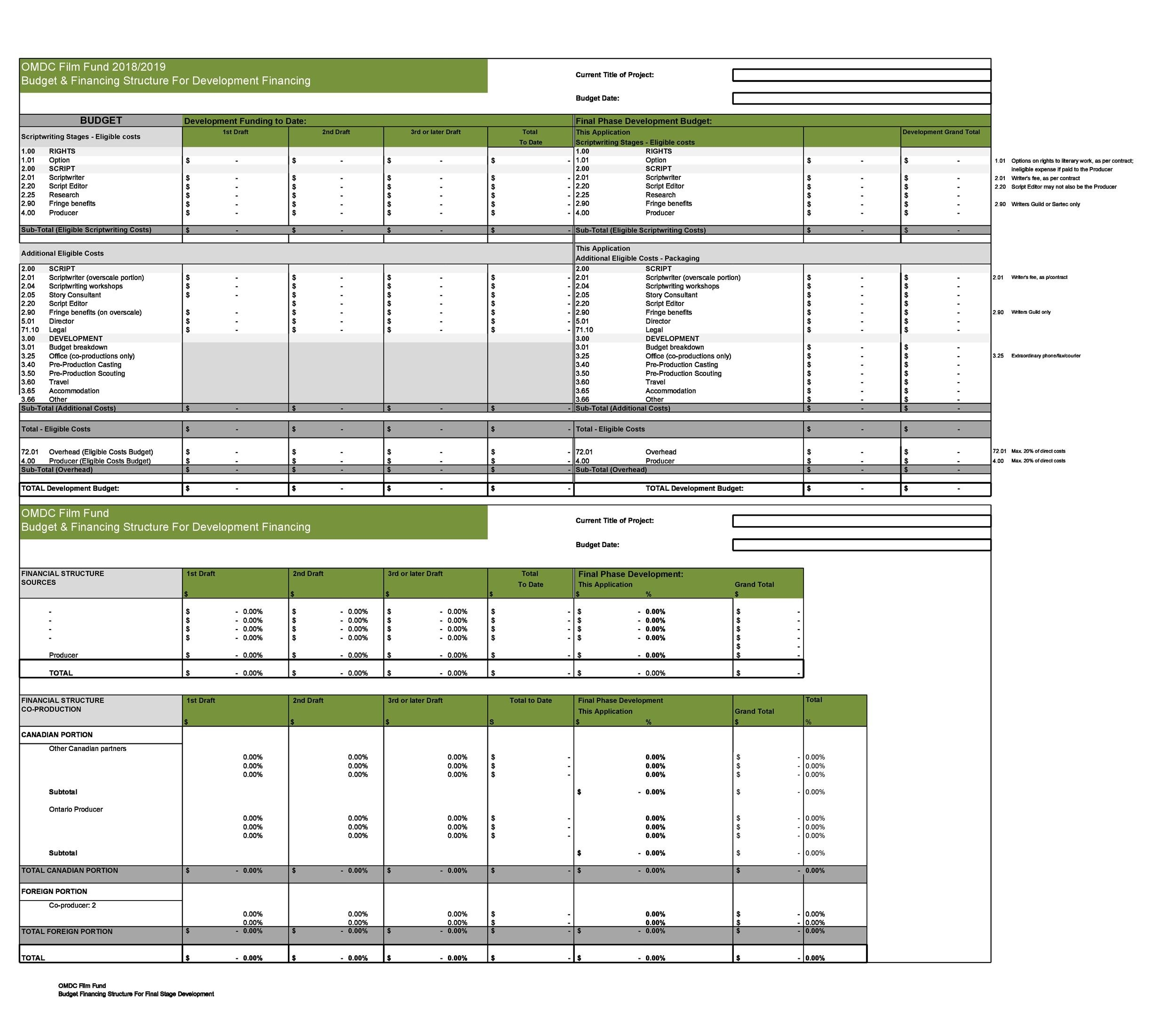 Film Marketing Budget Template