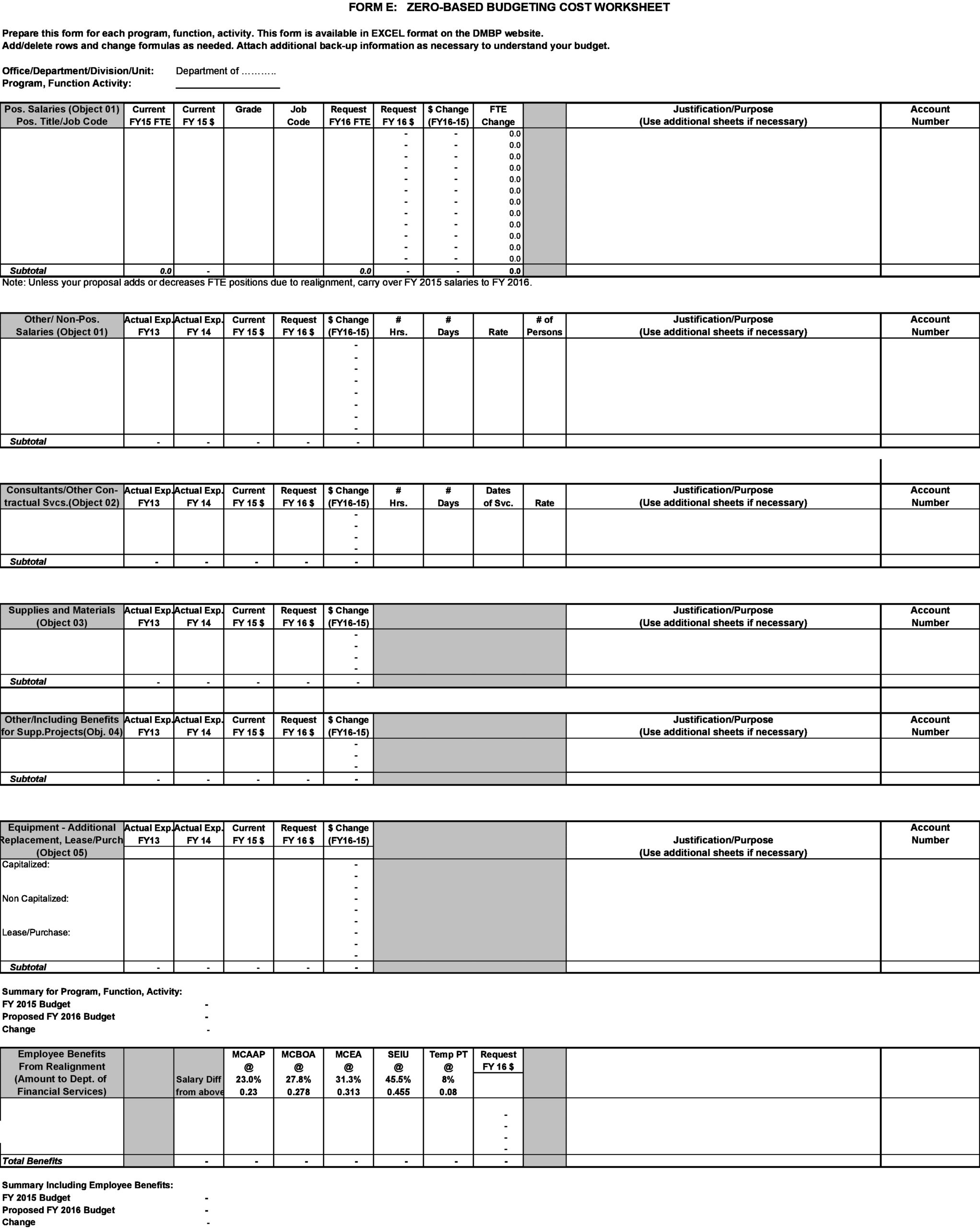 Zero Based Budgeting Template For Business Zero Based Budgeting Template For Business