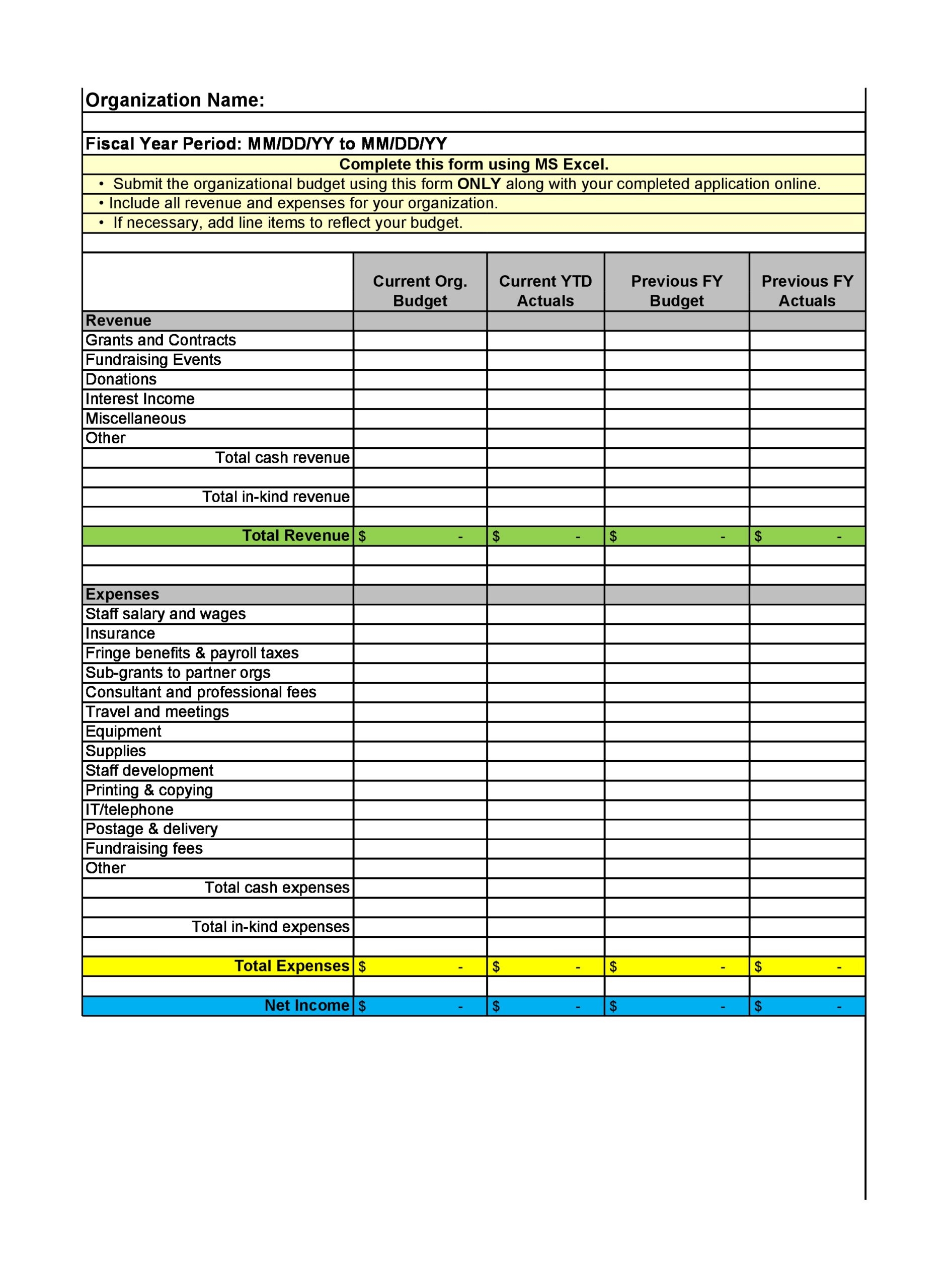 40 Simple Nonprofit Budget Templates Excel Word 