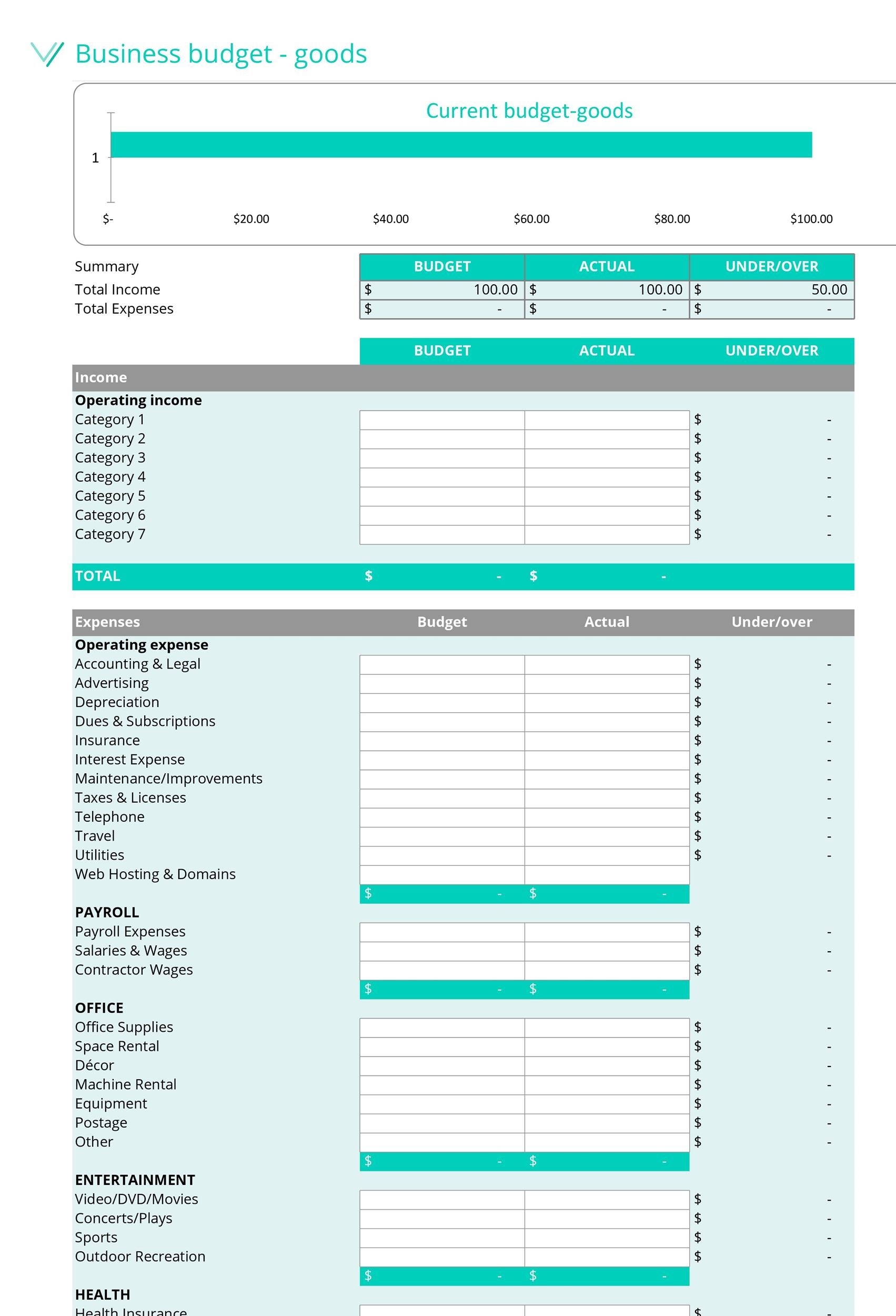 Business Budget Template Word