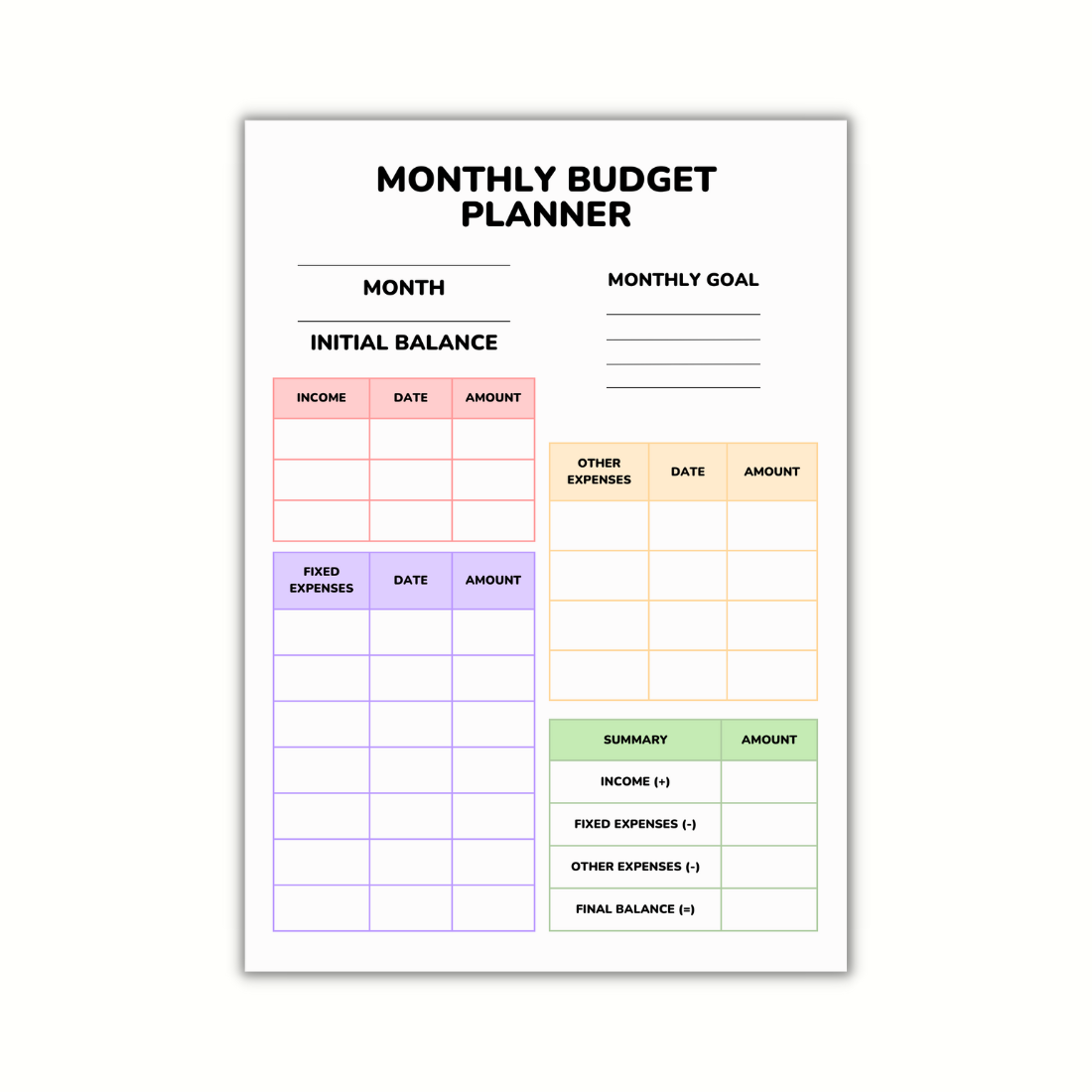 5 Monthly Budget Planners Template