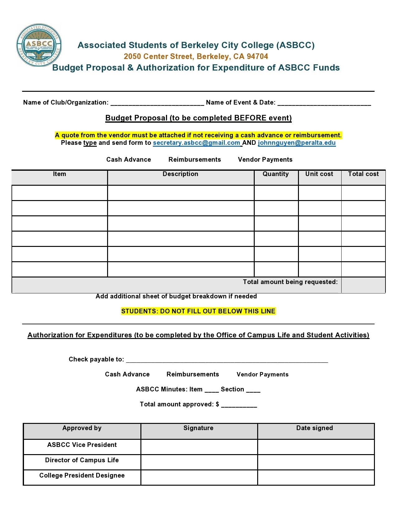 City Budget Template