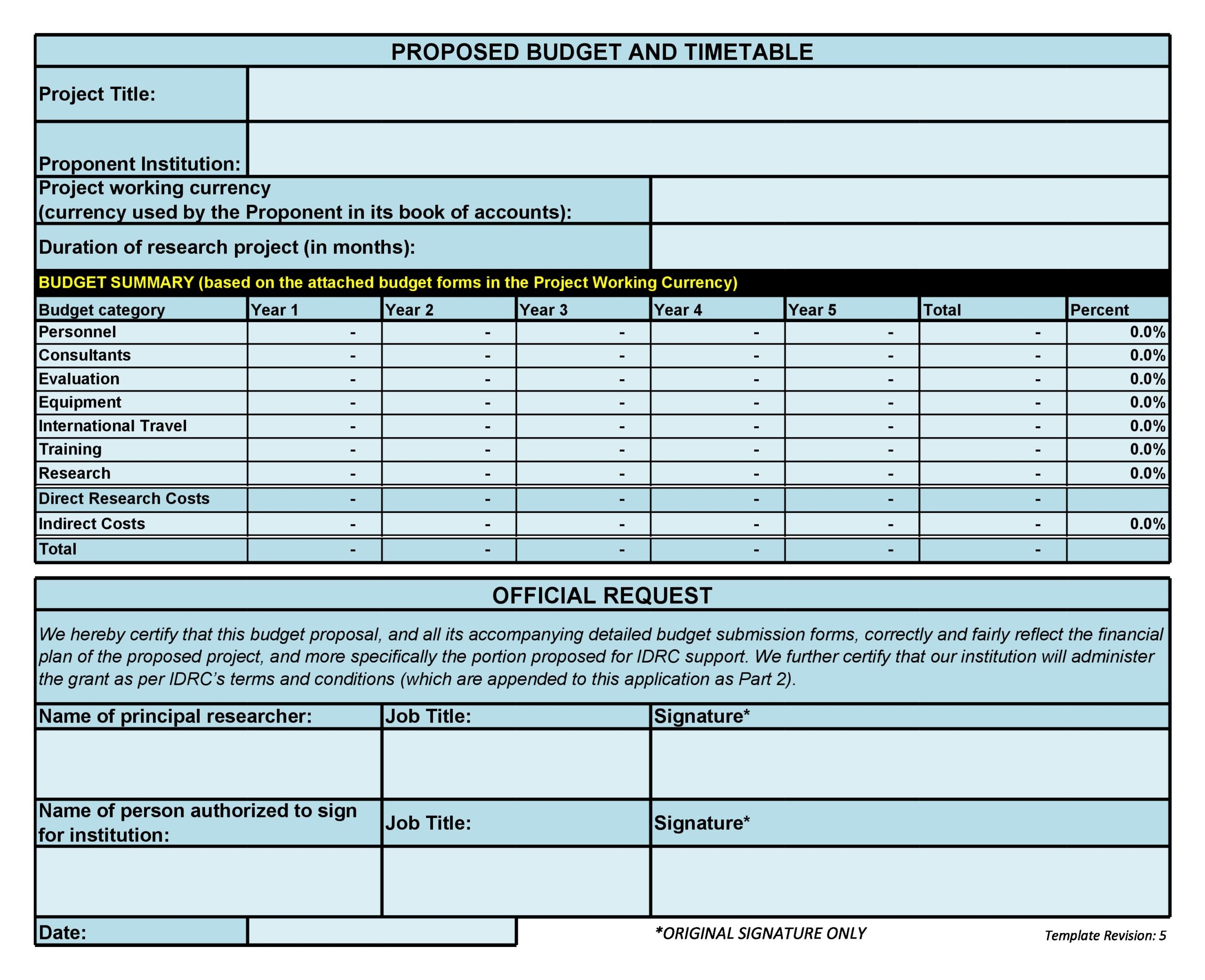Formal Budget Template
