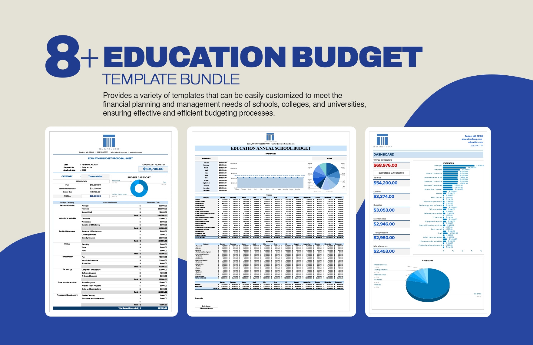 8 Education Budget Template Bundle In Excel Google Sheets Download Template