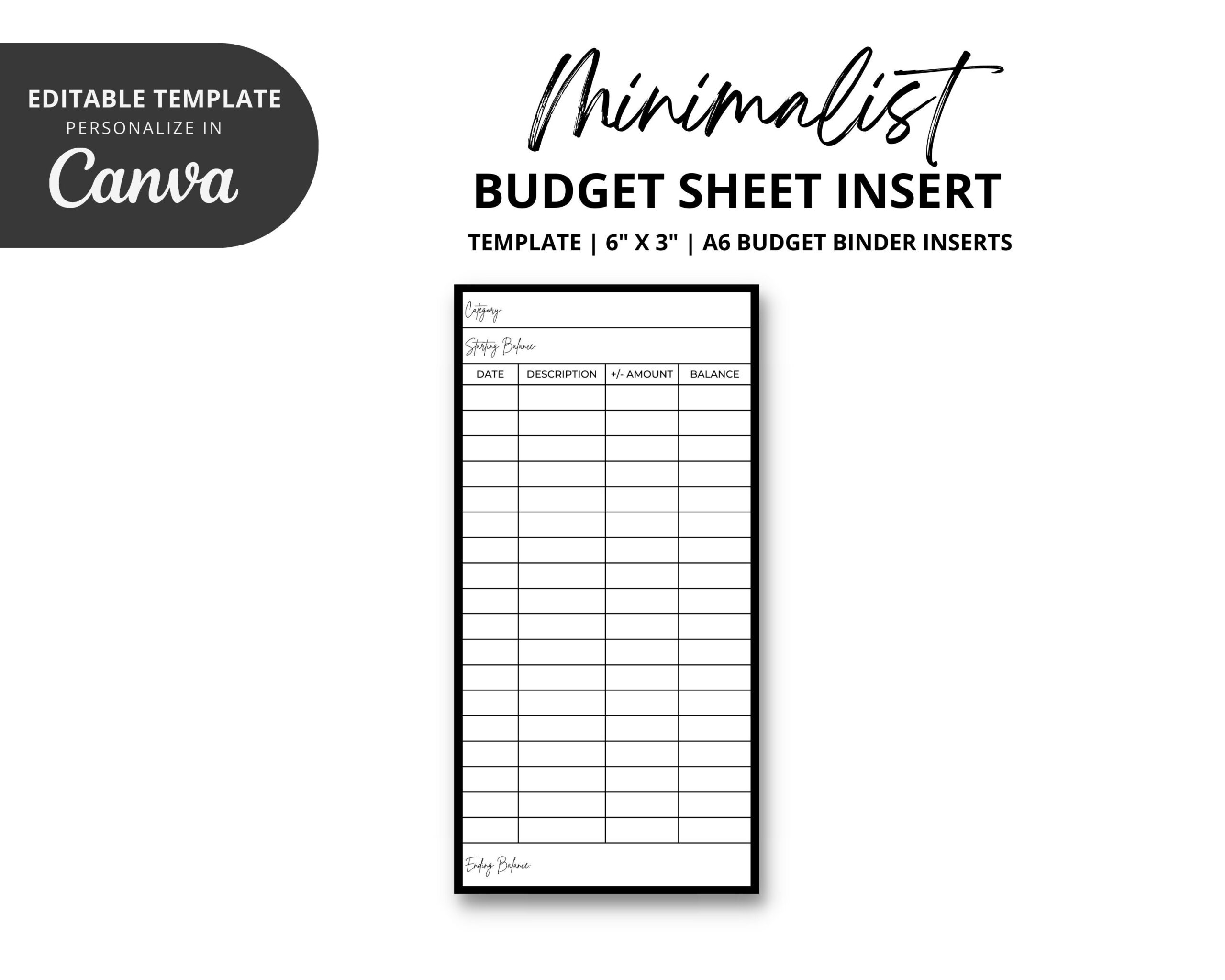 A6 Budget Sheet Insert For Cash Envelope System Minimalist Cash Stuffing Budgeting TEMPLATE Budget Binder Financial Planner Etsy