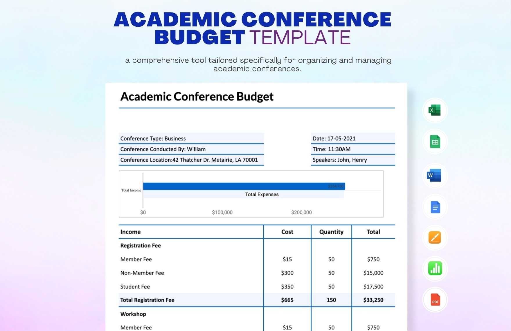 Academic Club Budget Template