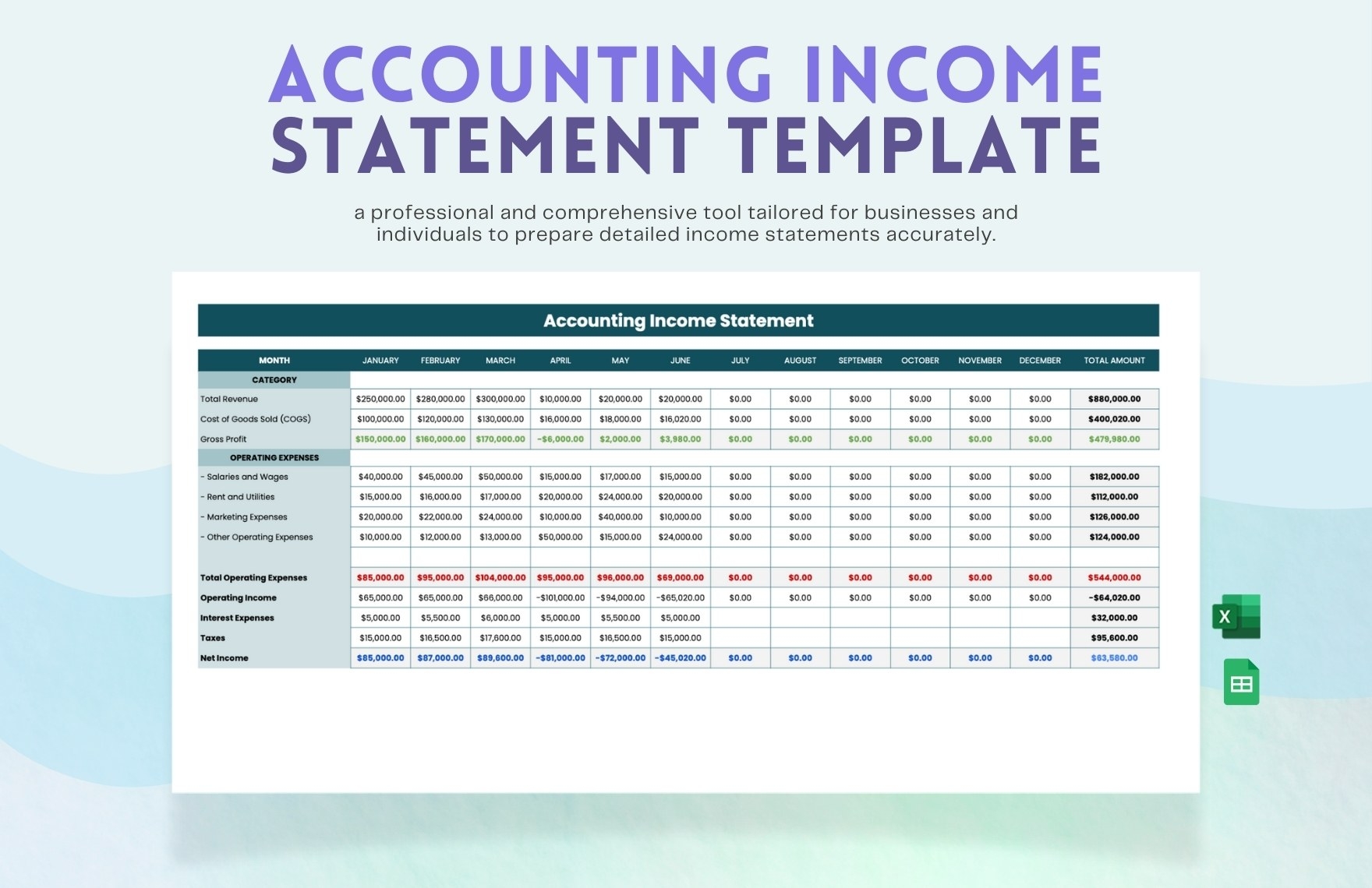 Accounting Income Statement Template In Excel Google Sheets Download Template