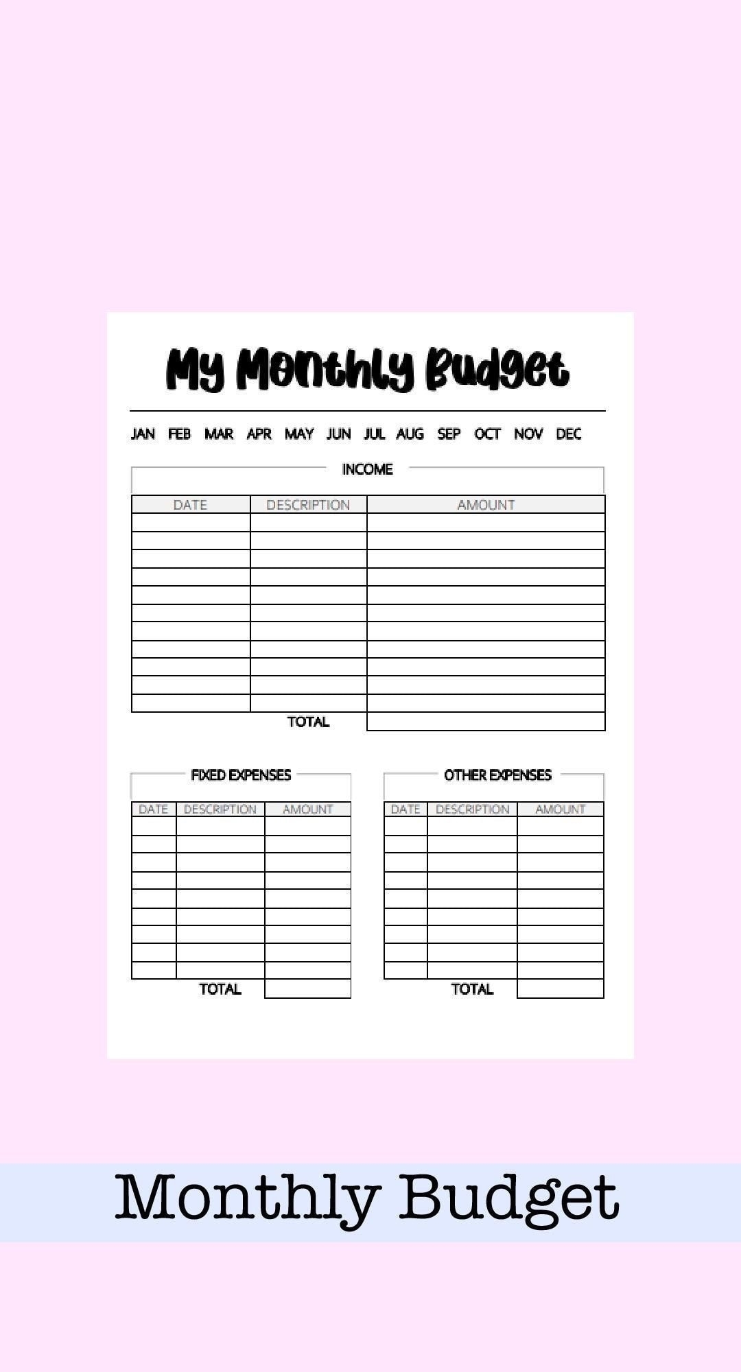 ADHD ADD Monthly Budget Organiser And Budget Your Money Etsy