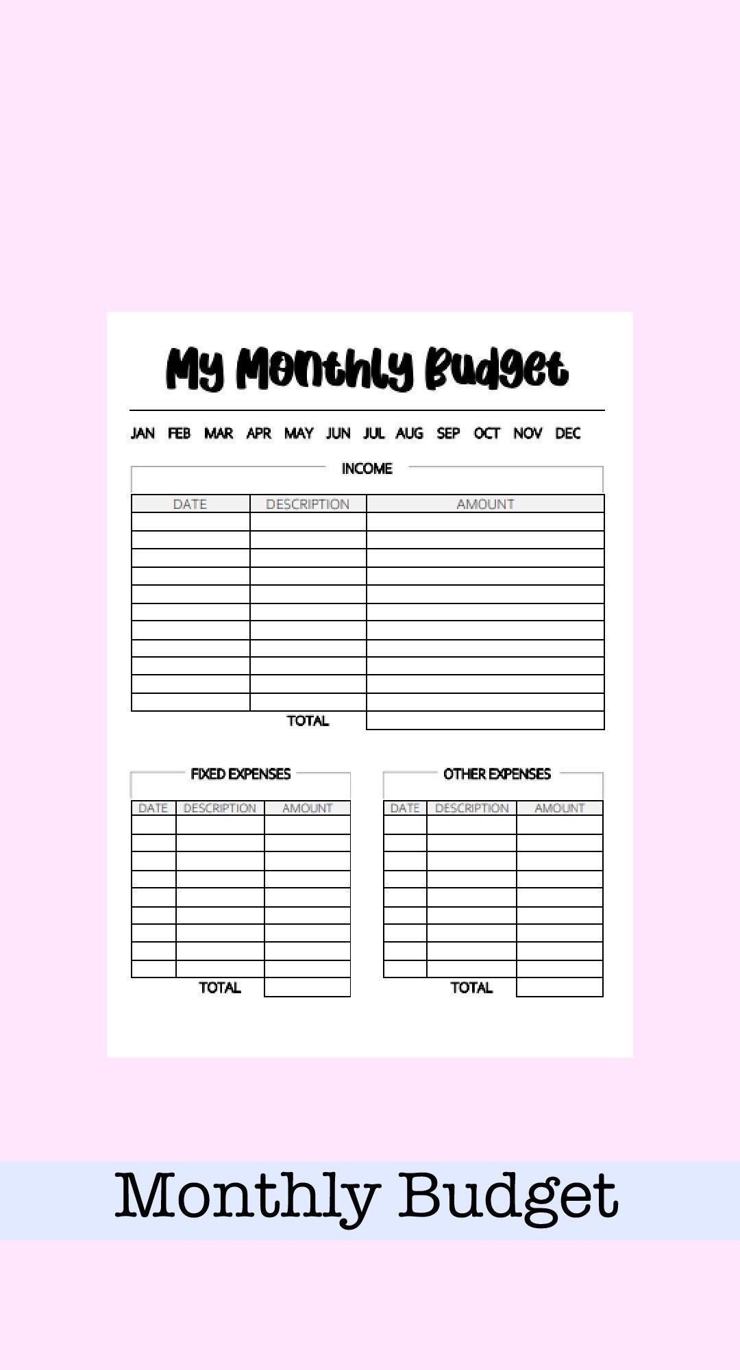 ADHD ADD Monthly Budget Organiser And Budget Your Money Etsy