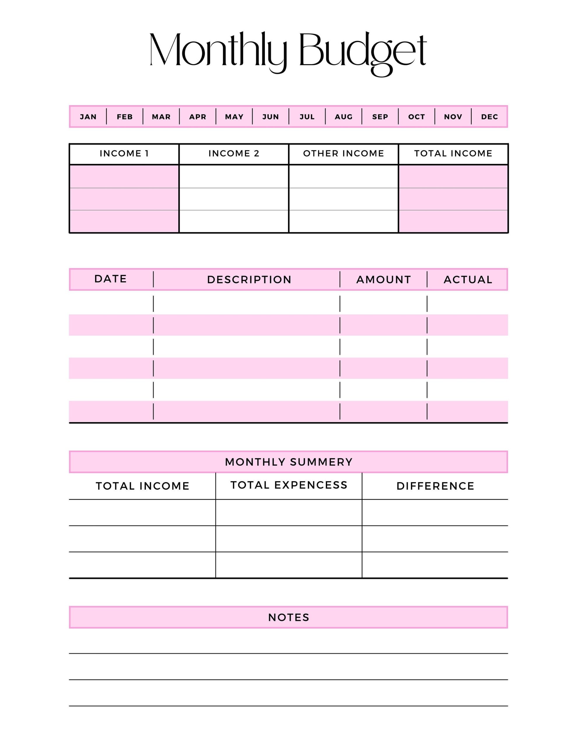 Aesthetic Pink Budget Template Digital Budget Planner Budget Binder Monthly Budget Template Budget Planner Printable Budget Savings