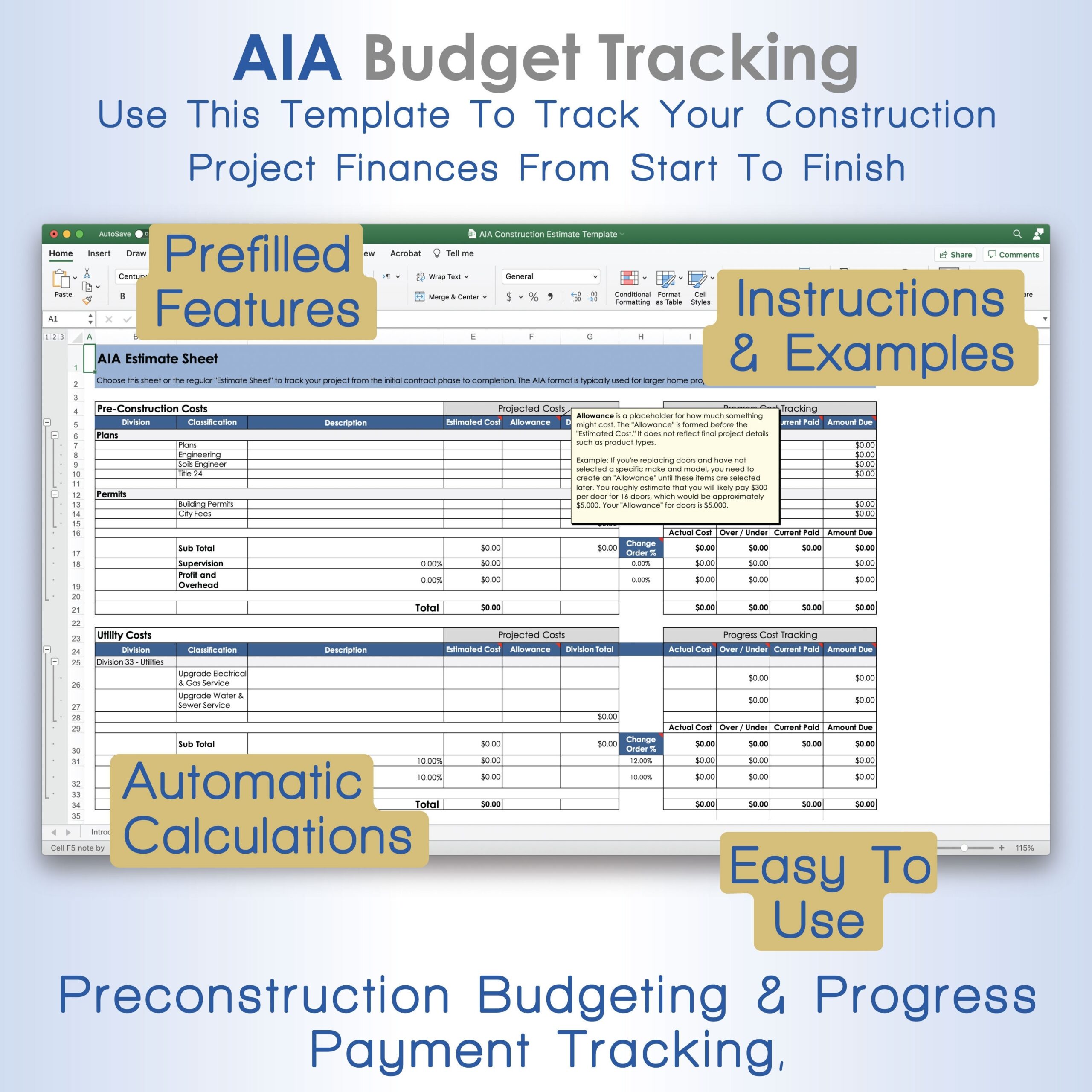 Aia Construction Budget Template
