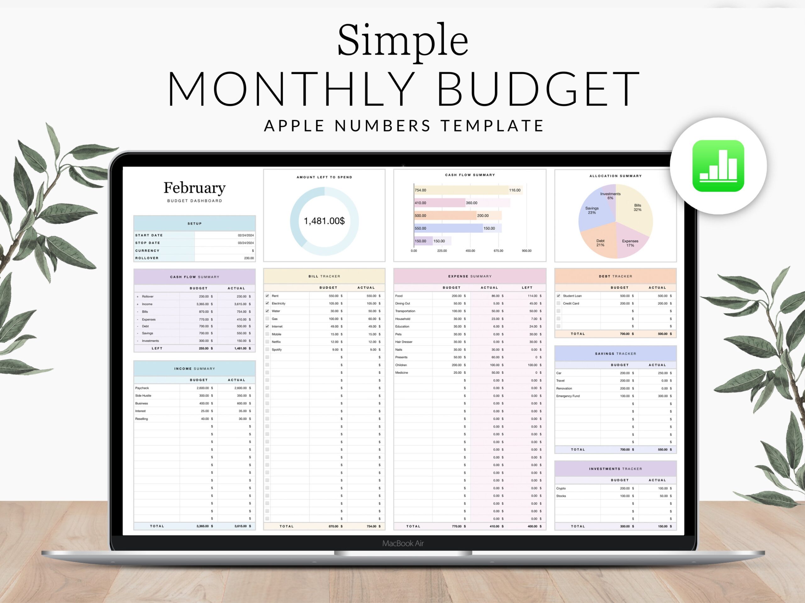 Apple Numbers Budget Template For Mac IPad And Iphone Income And Expense Spreadsheet Simple Budgeting For Beginners Etsy UK