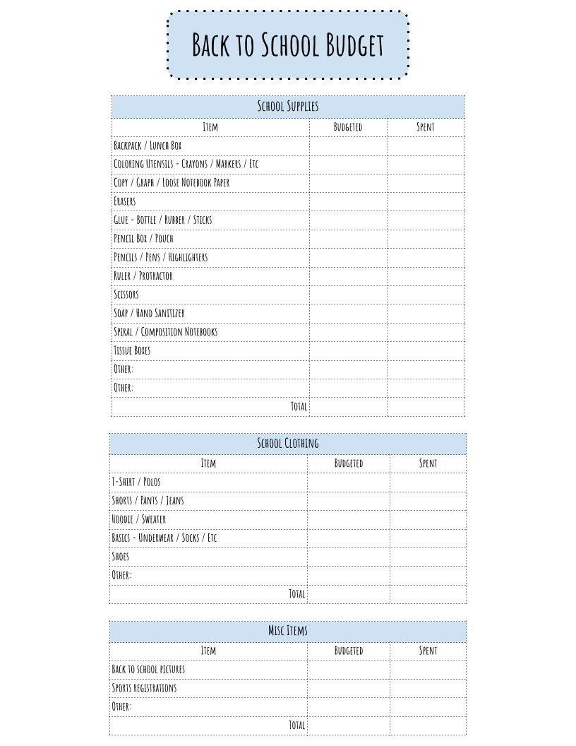 Classroom Budget Template