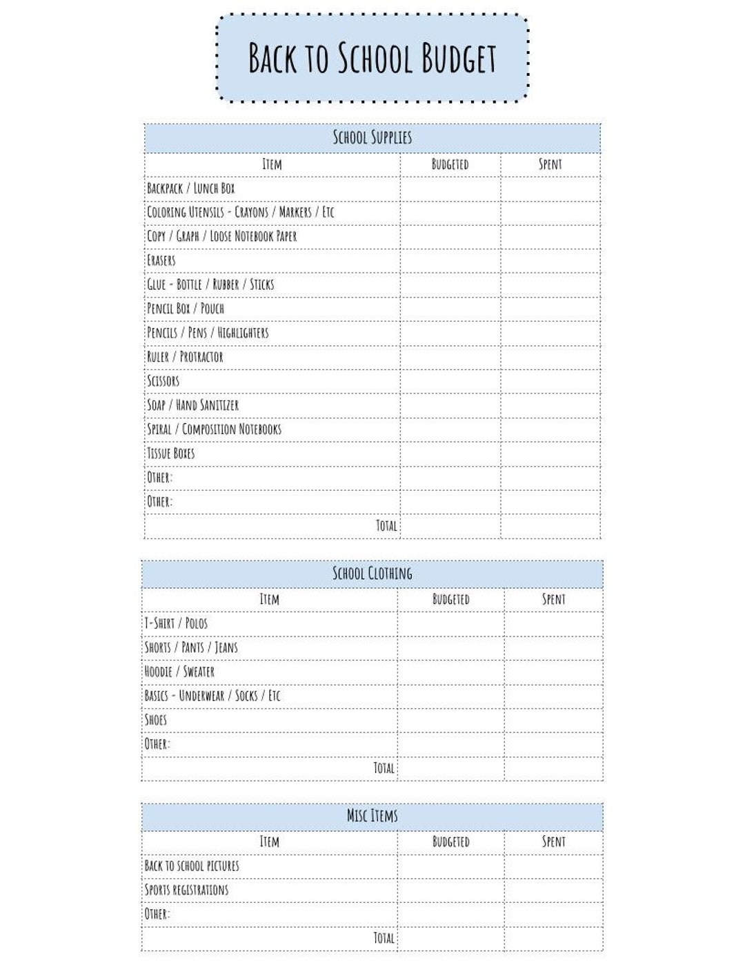 Academic Budget Template