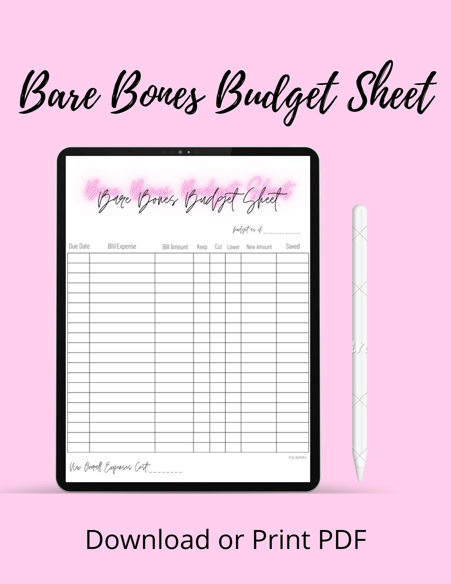 Bare Bones Budget Template