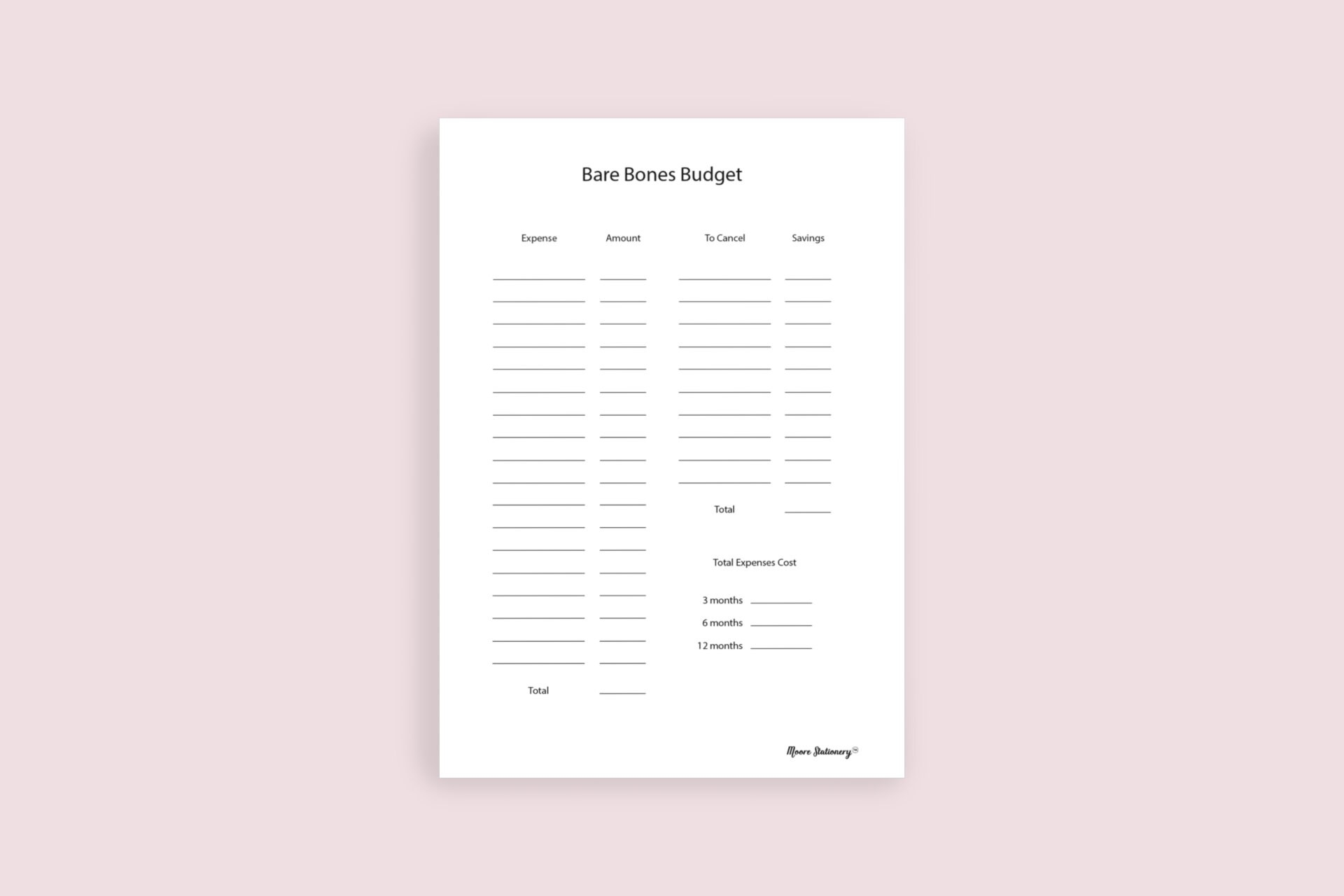Bare Bones Budget Template Etsy