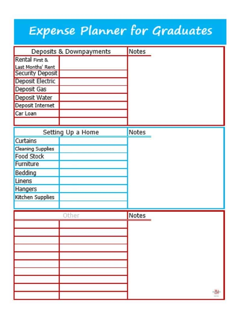 Best Budget Worksheet For Graduates Organized 31