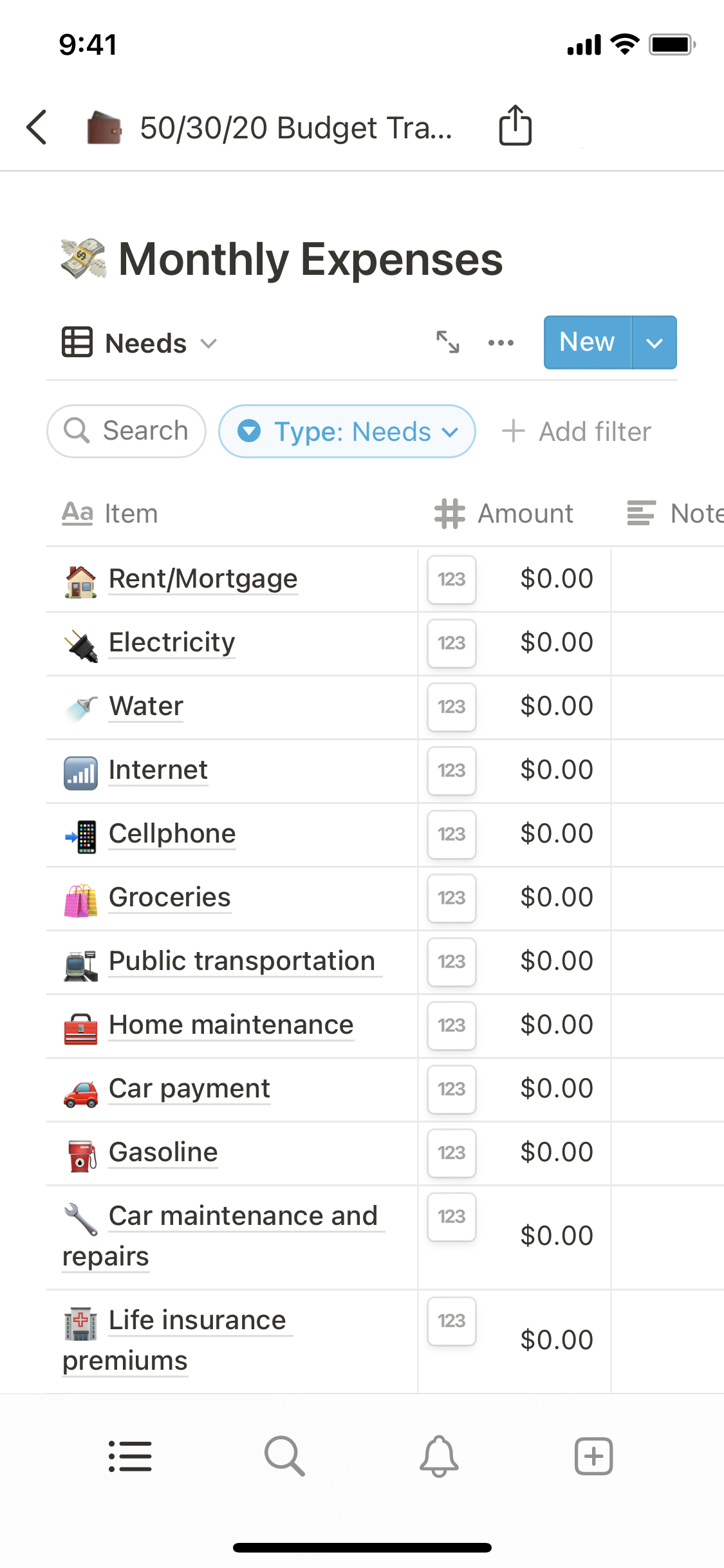 Notion Template Budgeting