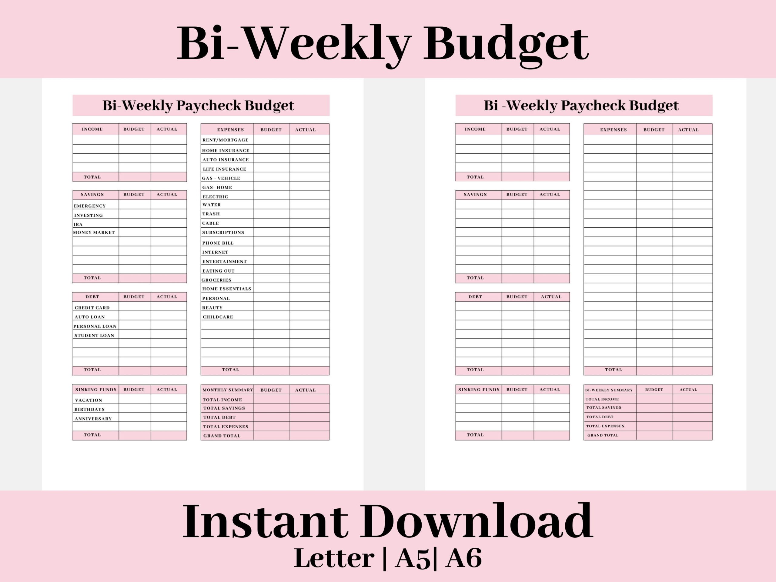 Bi Weekly Budget Bi Weekly Budget Template Bi Weekly Budgeting Template Budgeting Template