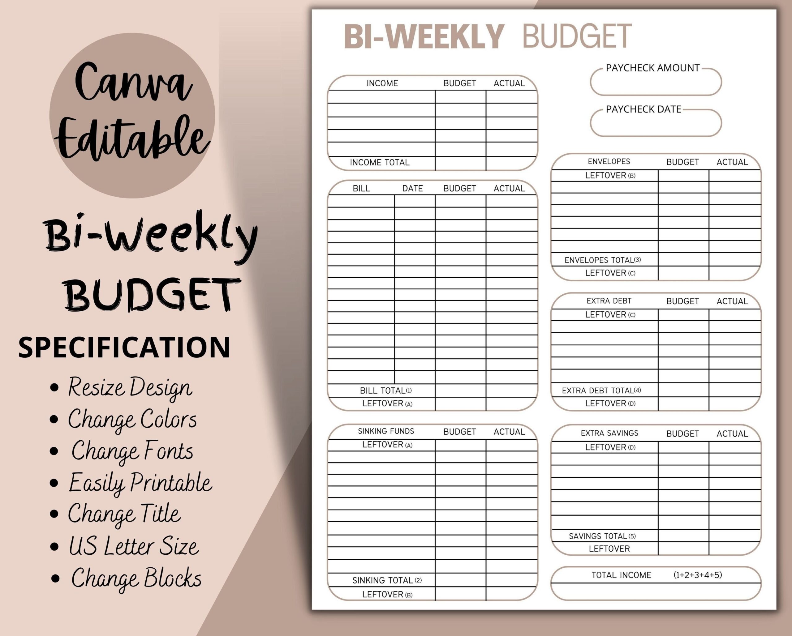 Bi-Weekly Paycheck Budget Template Free