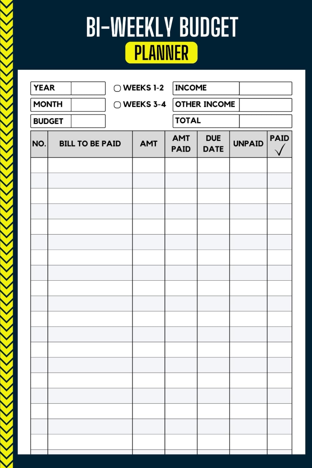 Bi Weekly Budget Planner A Bill Organizer To Manage Your Income 