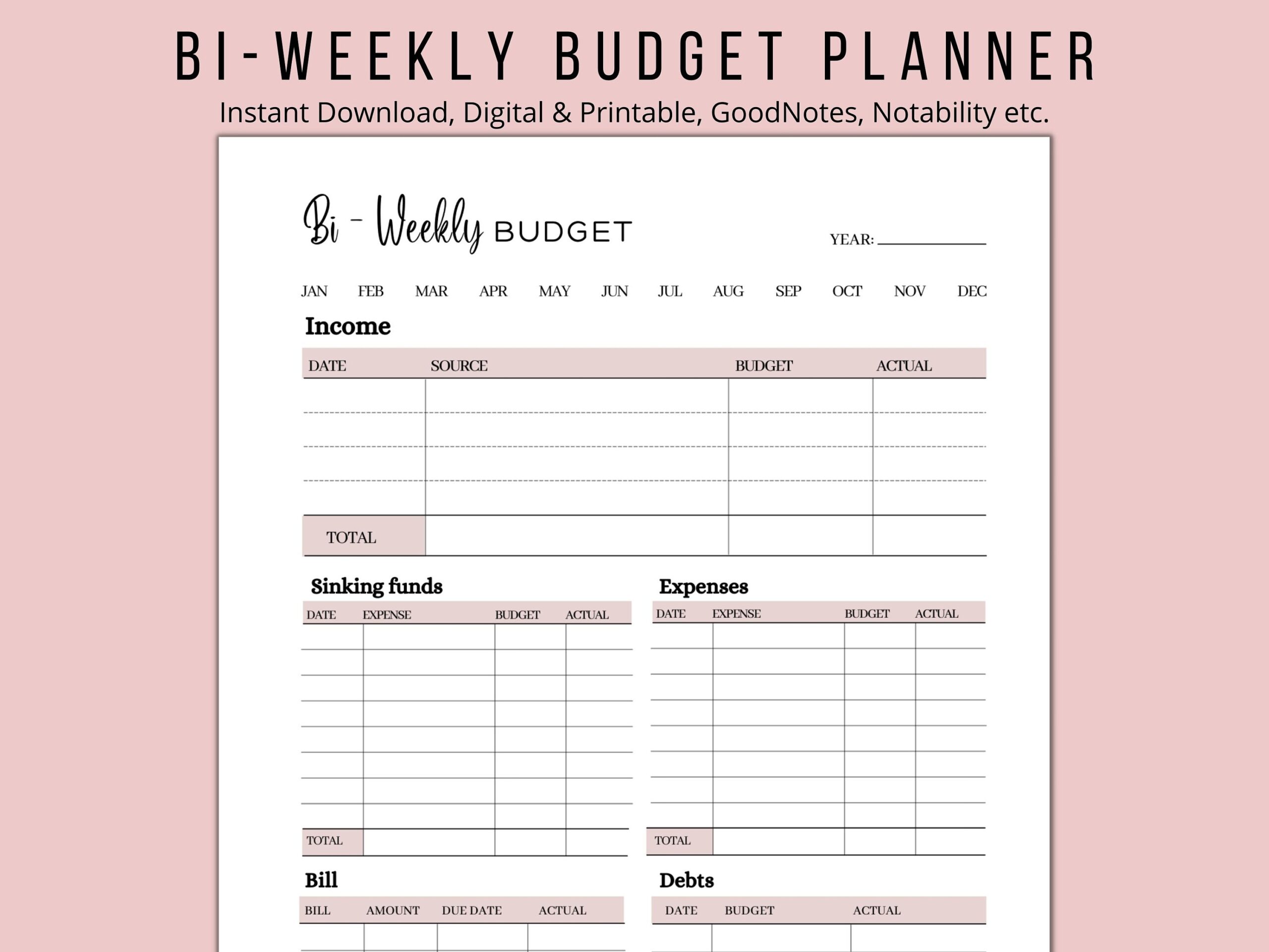 Bi weekly Budget Planner Digital Printable Goodnotes Instant Download Etsy UK