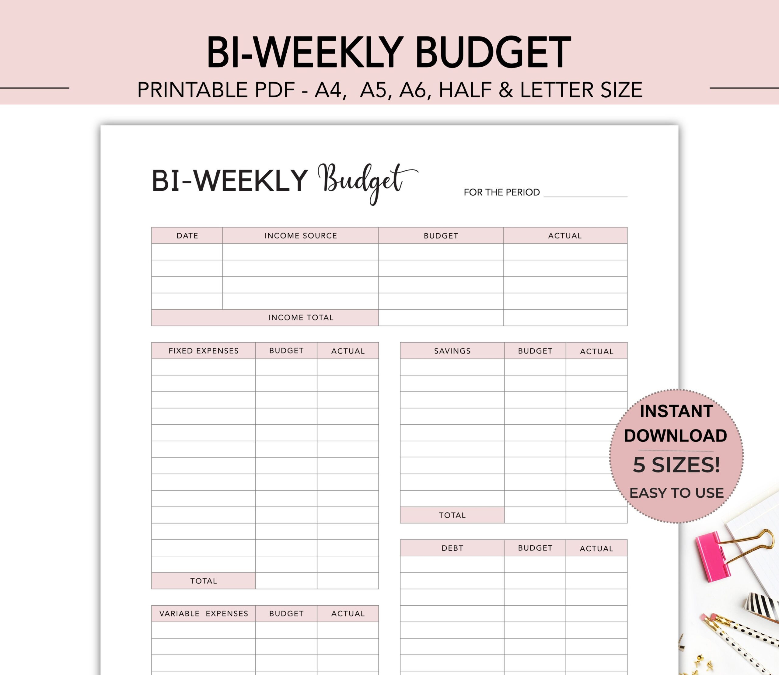 Bi weekly Budget Printable Bi weekly Budget Planner Budget By Paycheck A5 Planner Printable Budget Planner PDF Budget Printable PDF Etsy