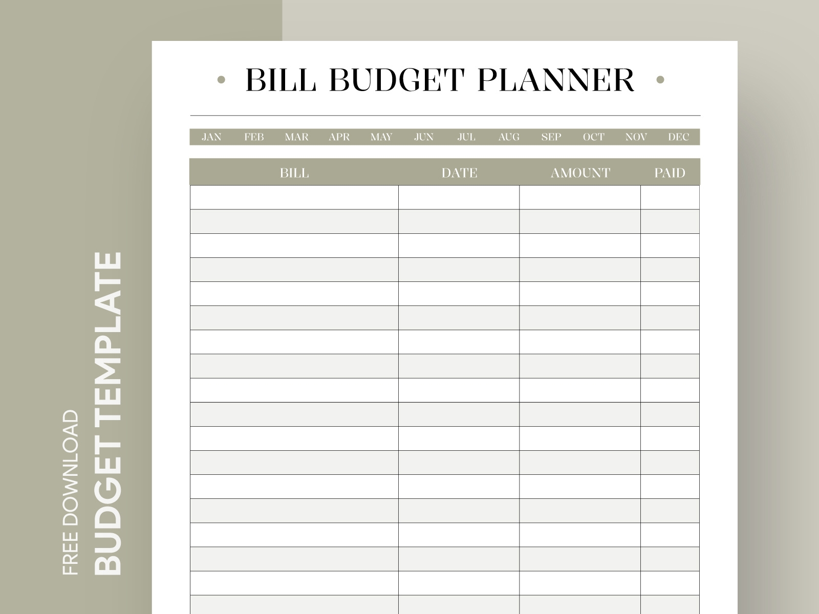 Bills Budget Template