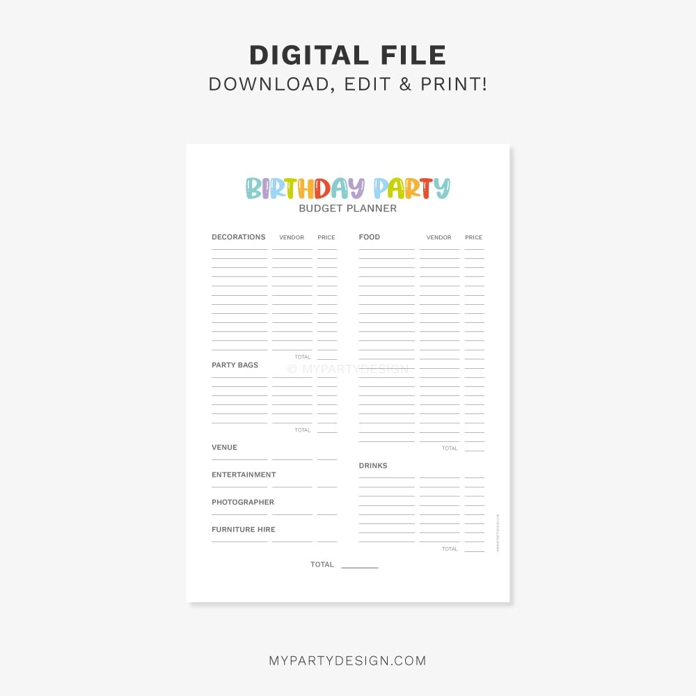 Birthday Party Budget Template