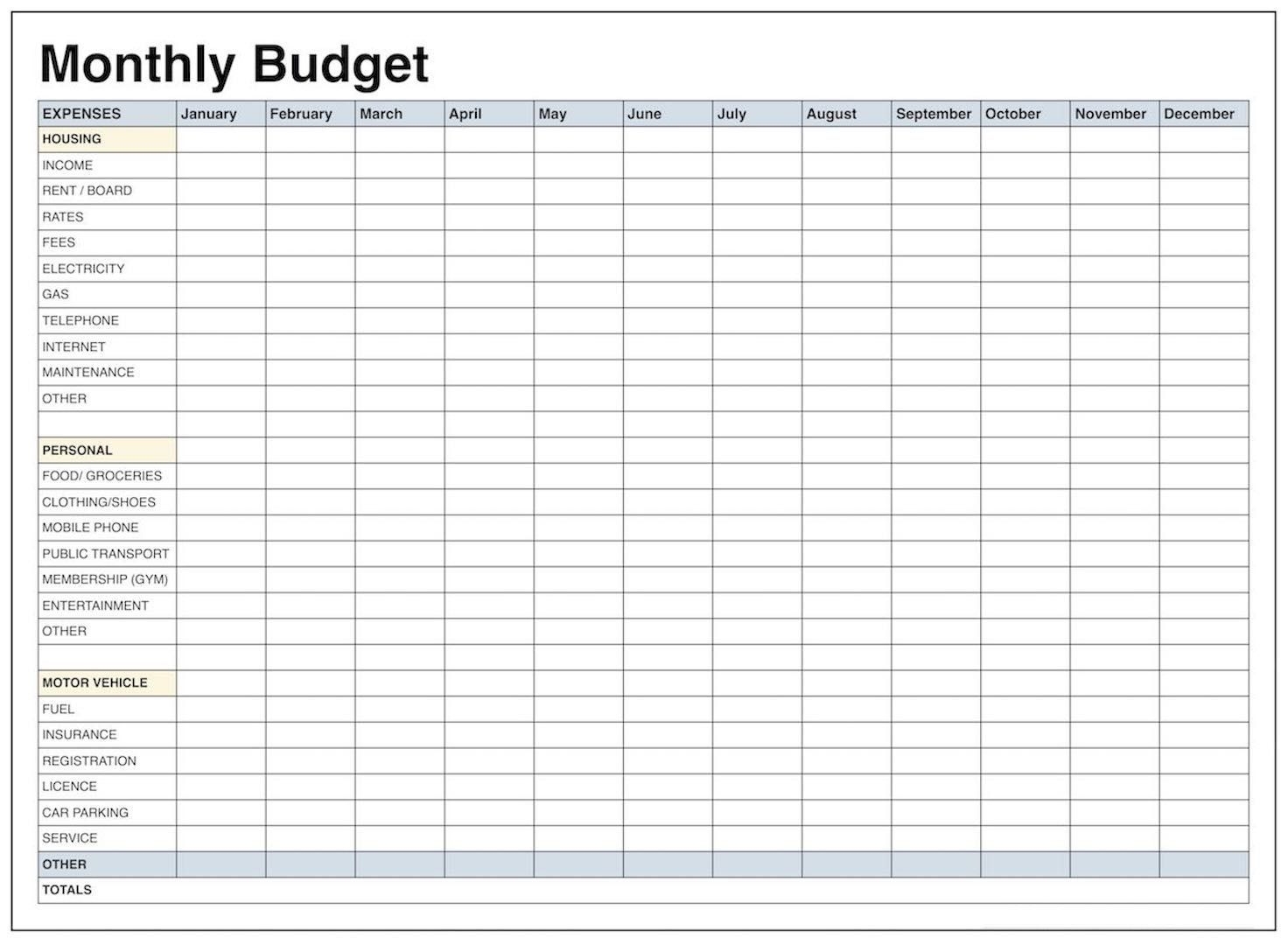 Pdf Monthly Budget Template