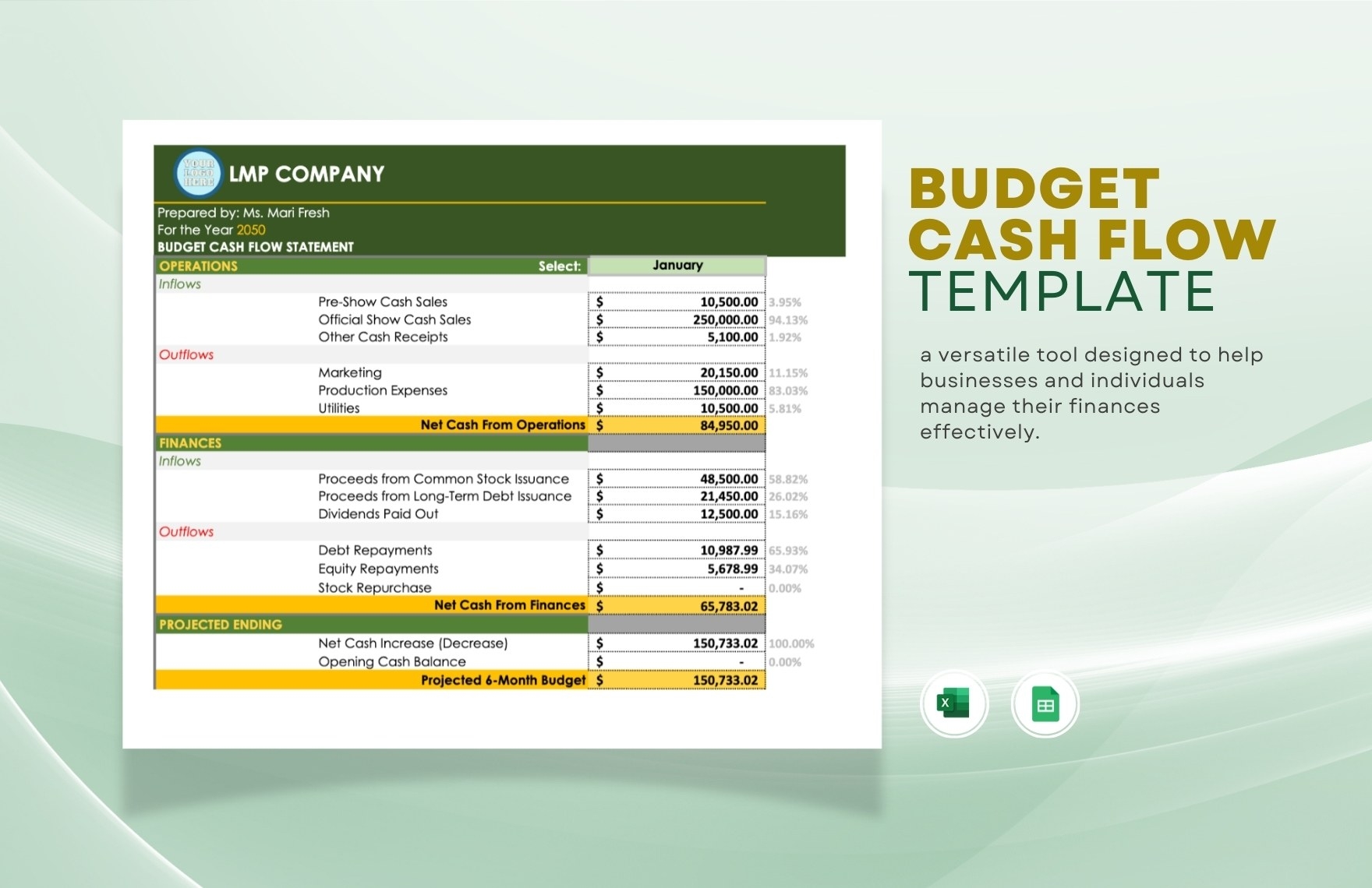 Budget Cash Flow Template In Excel Google Sheets Download 