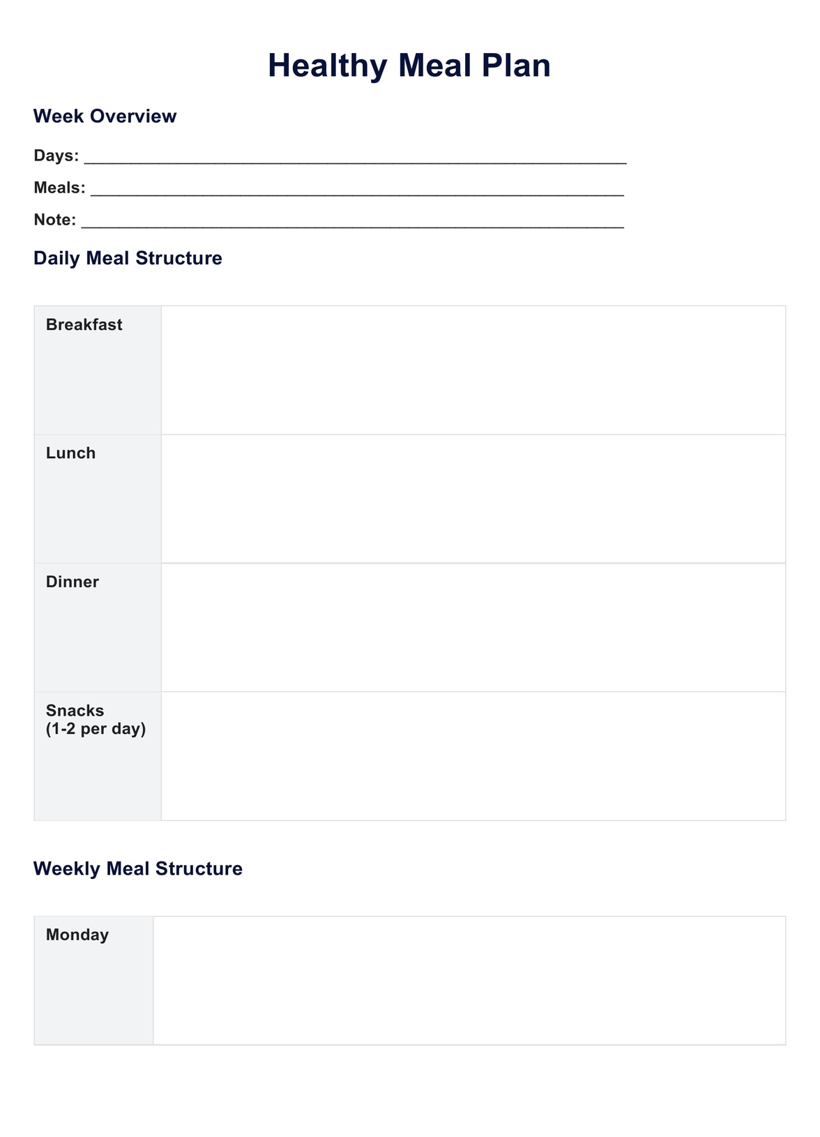 Budget Healthy Meal Plan U0026 Example Free PDF Download Budget Healthy Meal Plan U0026 Example Free PDF Download