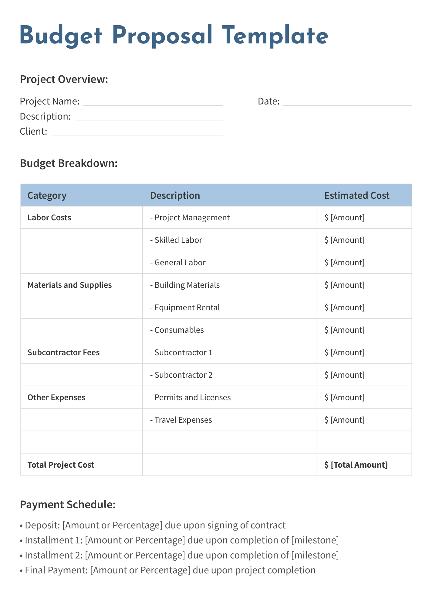 Formal Budget Template