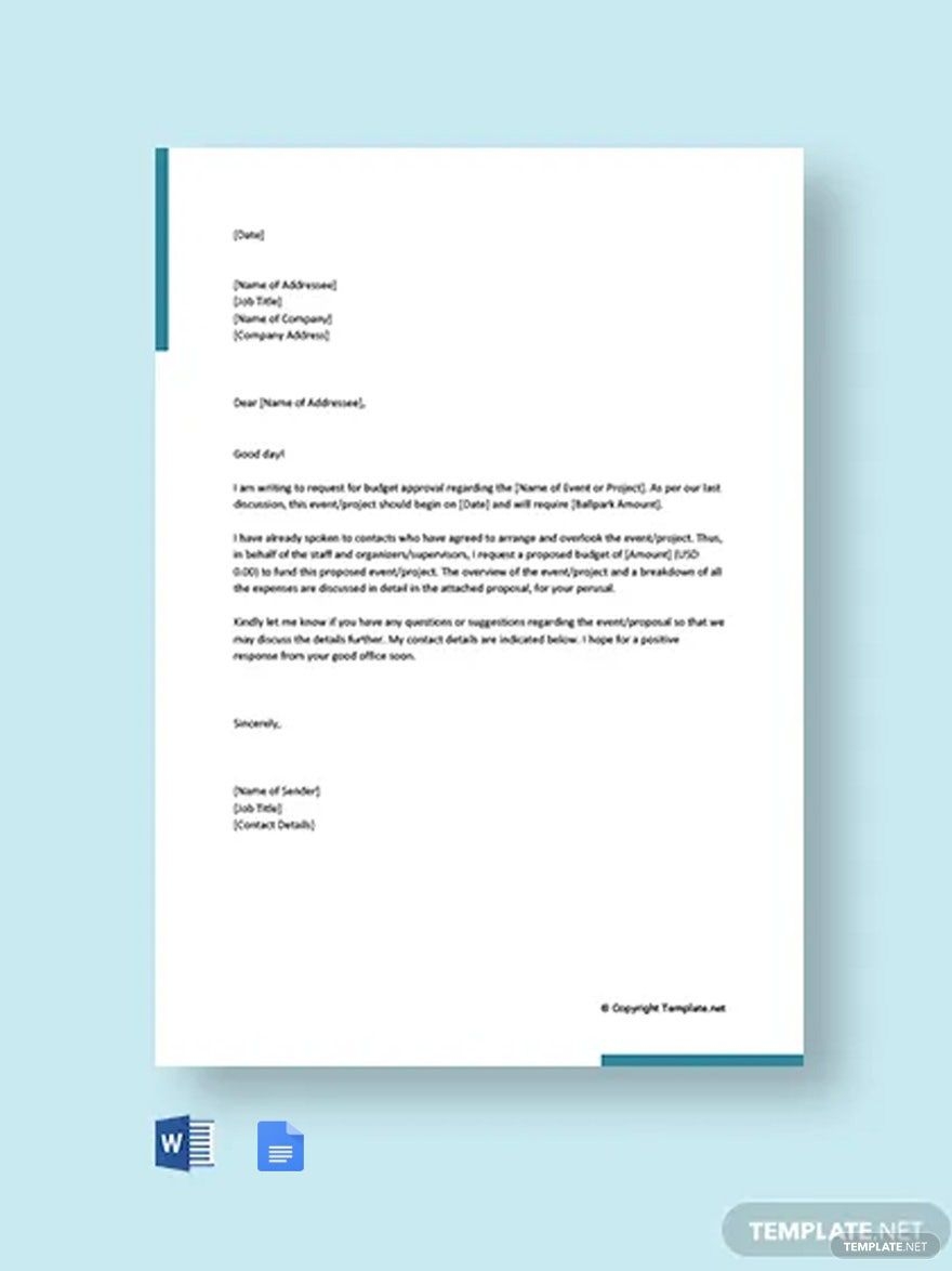 Budget Proposal Budget Letter Template