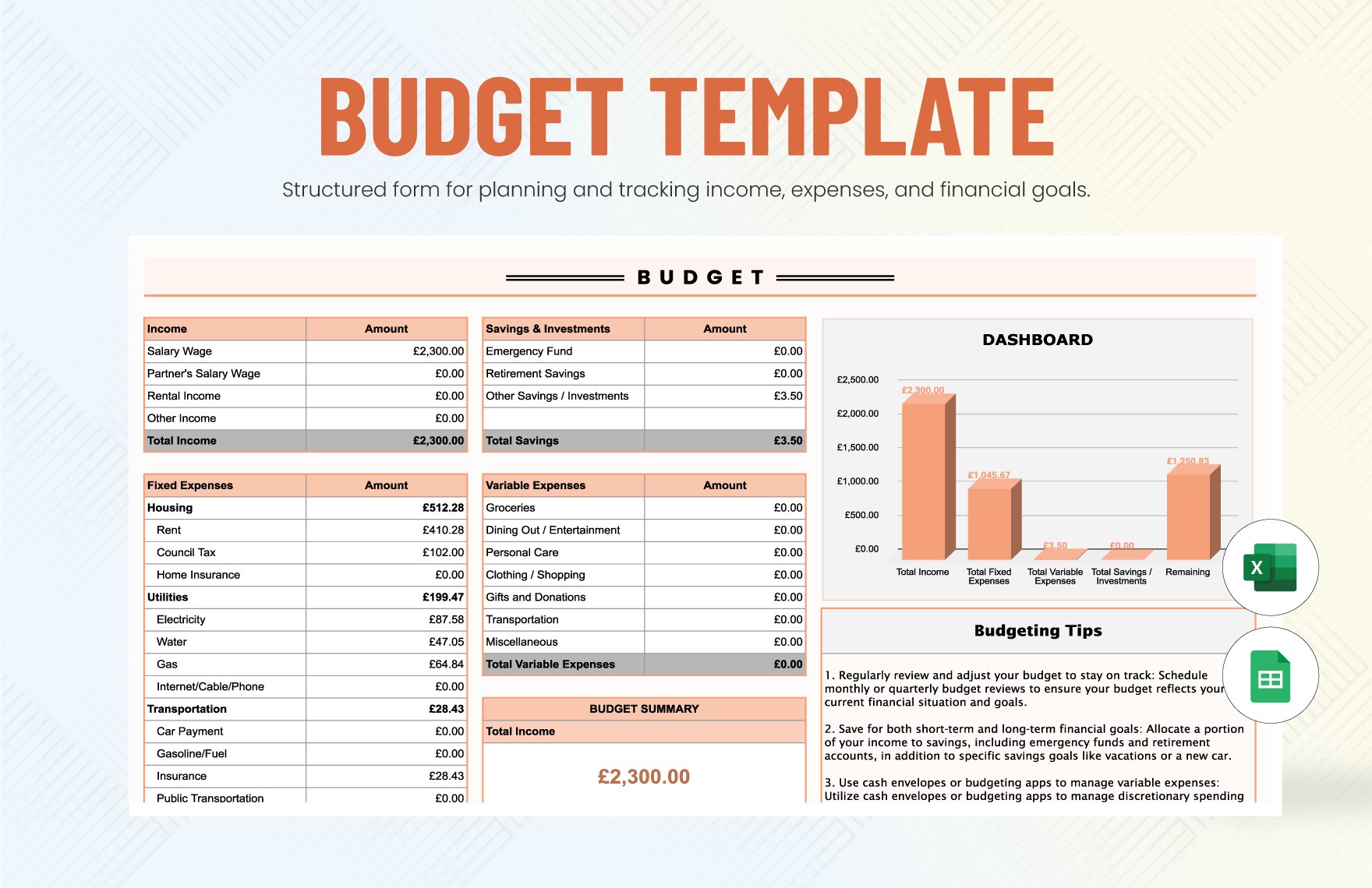 Budget Template In Excel Google Sheets Download Template