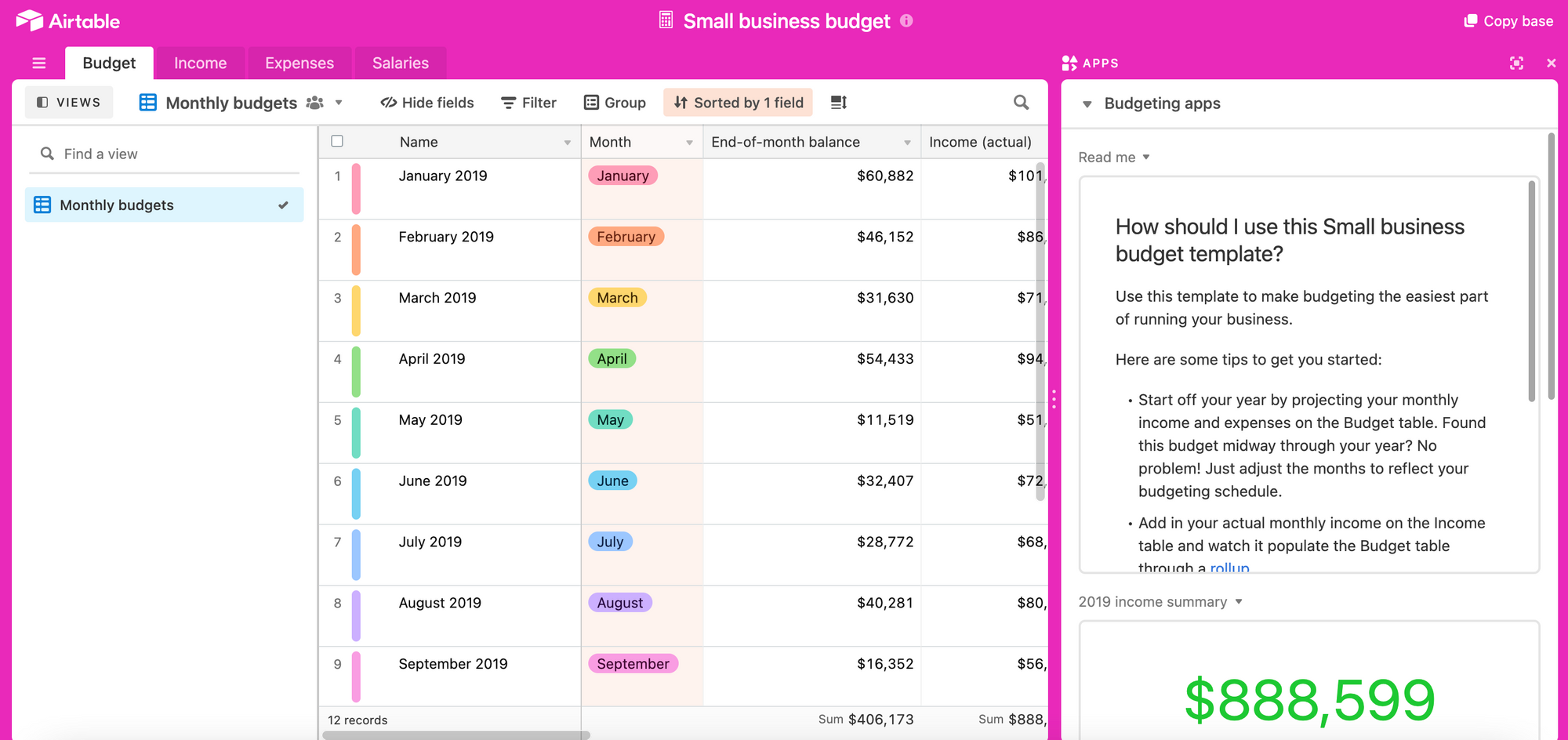 Airtable Budget Template