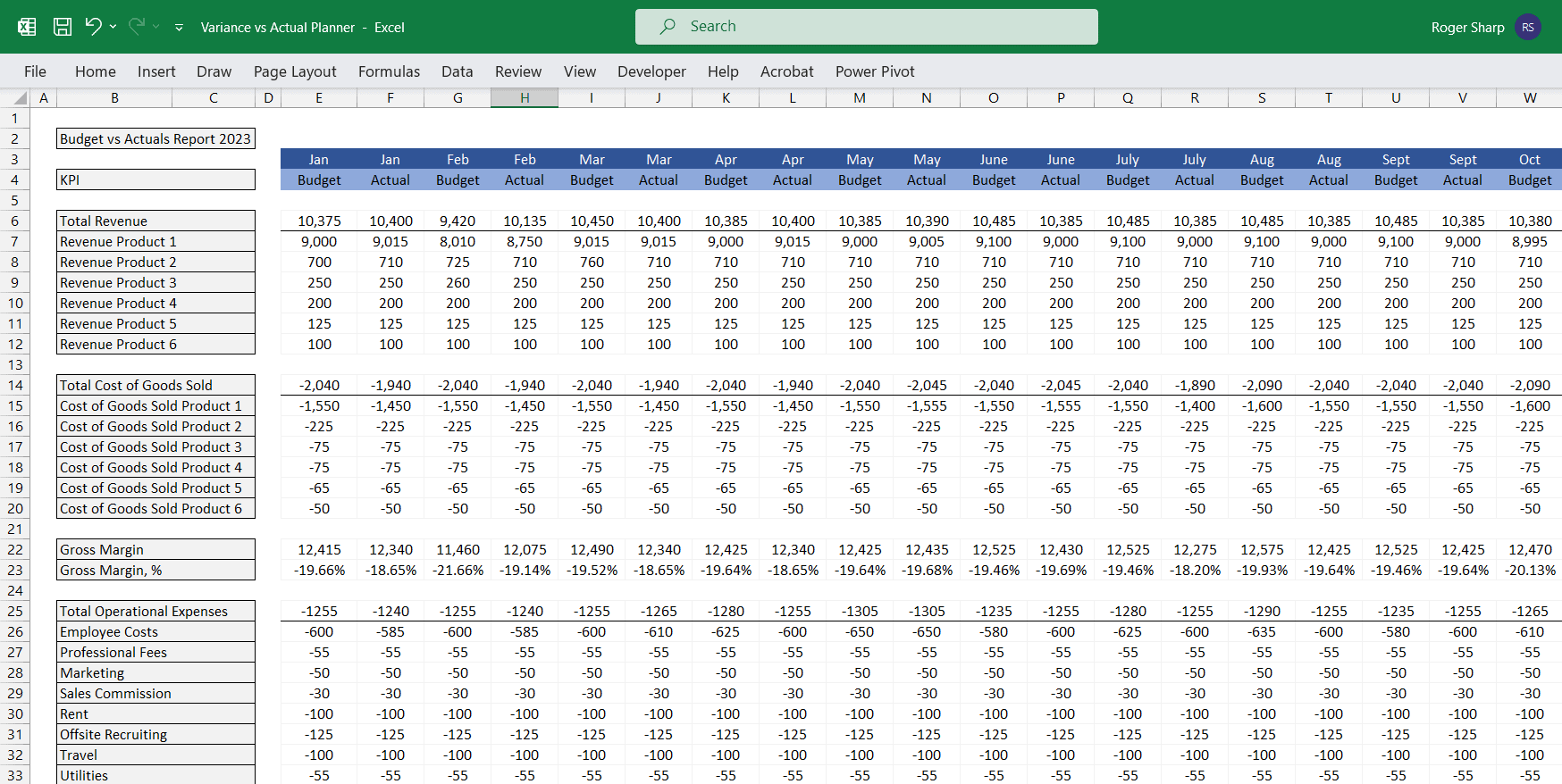 Budget Vs Actual Forecasts 5 Years Excel Template
