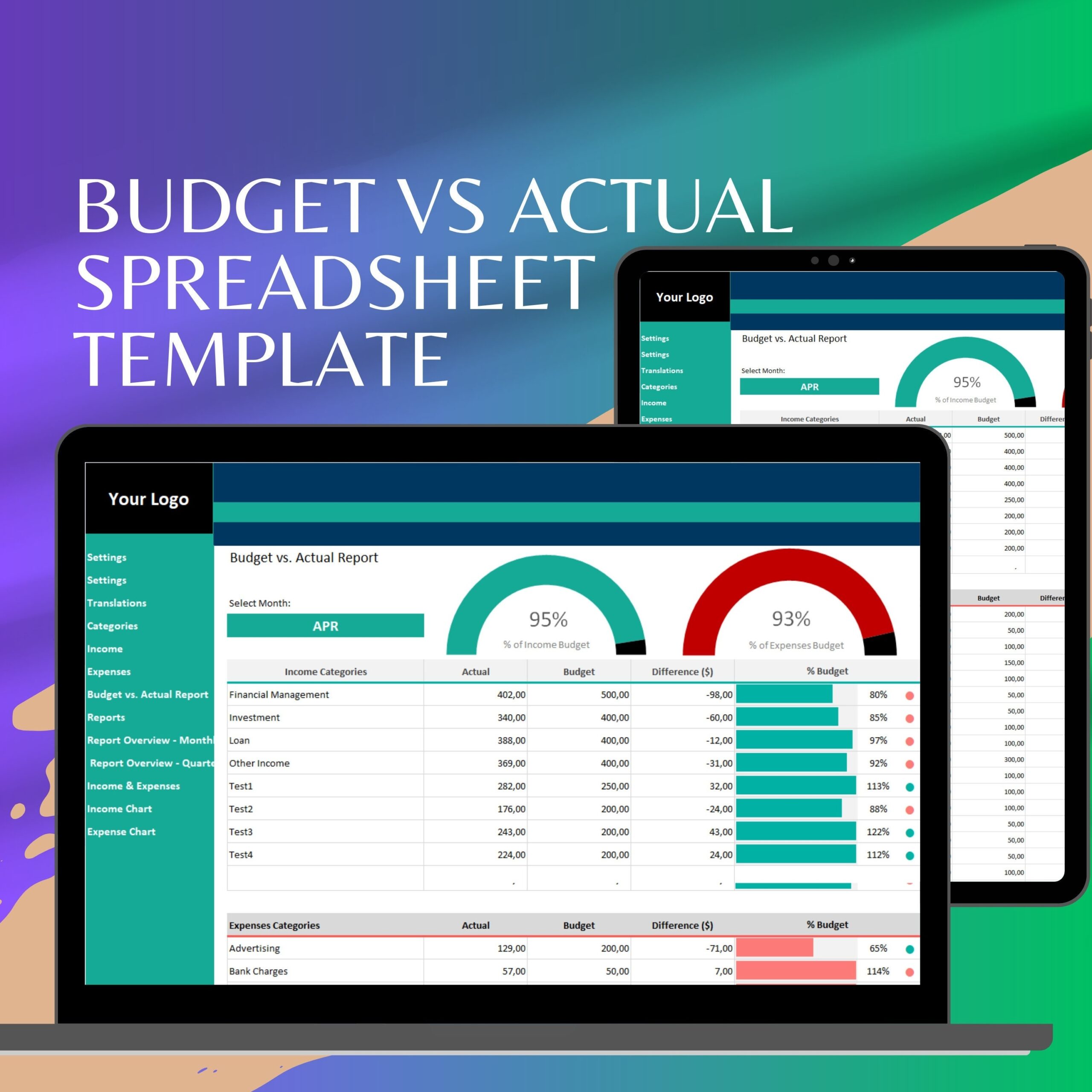 Budget Vs Actual Spreadsheet Template Fine tune Your Financial Analysis Excel Budget Tracking Sheet Streamline Your Expense Comparison Etsy