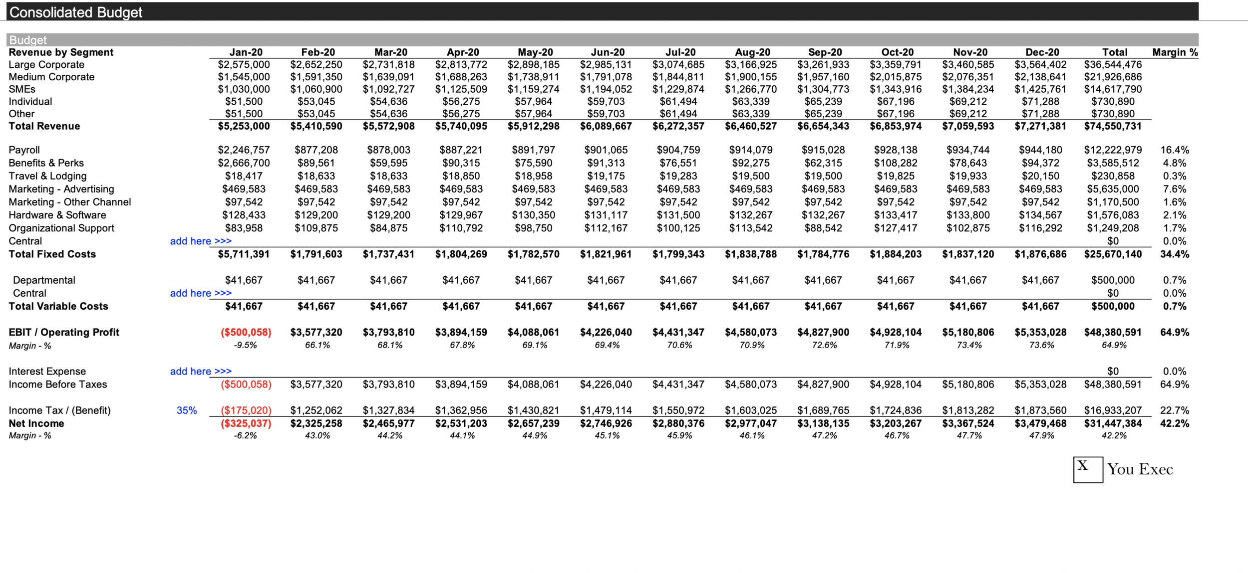Consolidated Budget Template