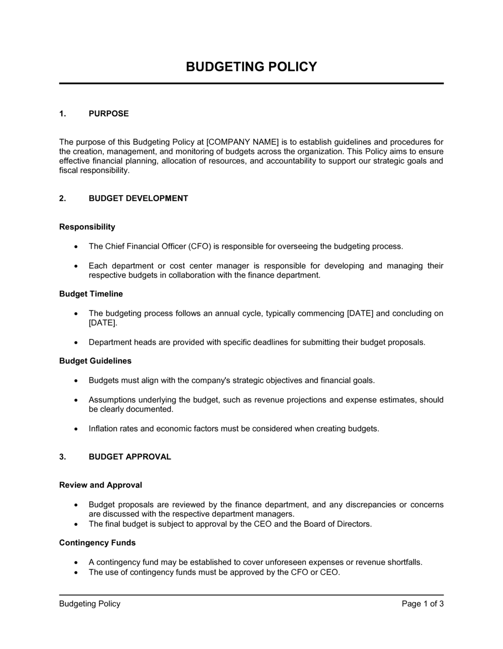 Budget Policy Template