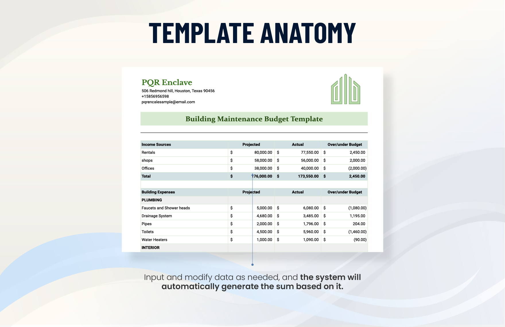 Building Maintenance Budget Template In Google Docs Apple Numbers 