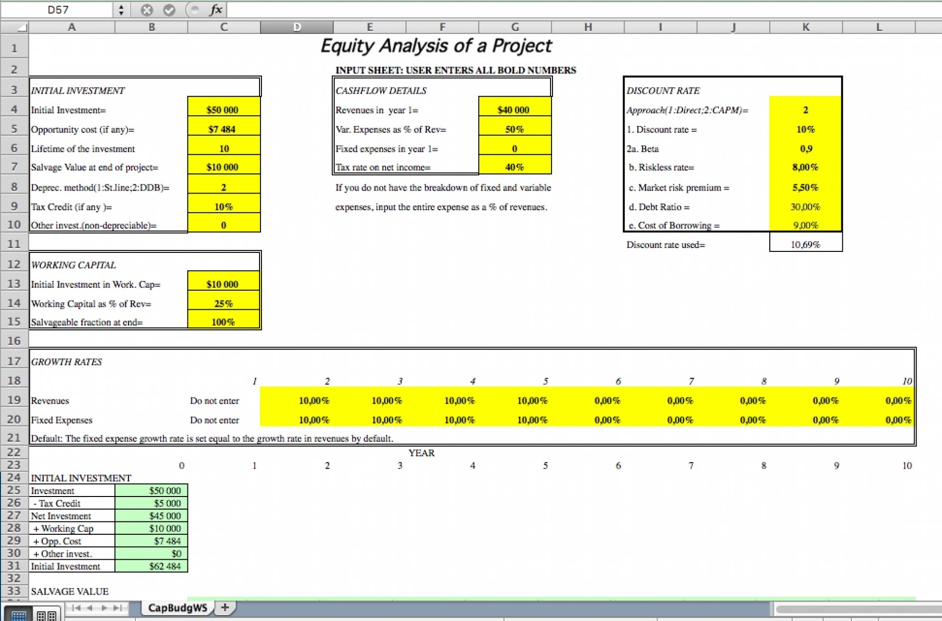 Capital Budgeting Spreadsheet Templates