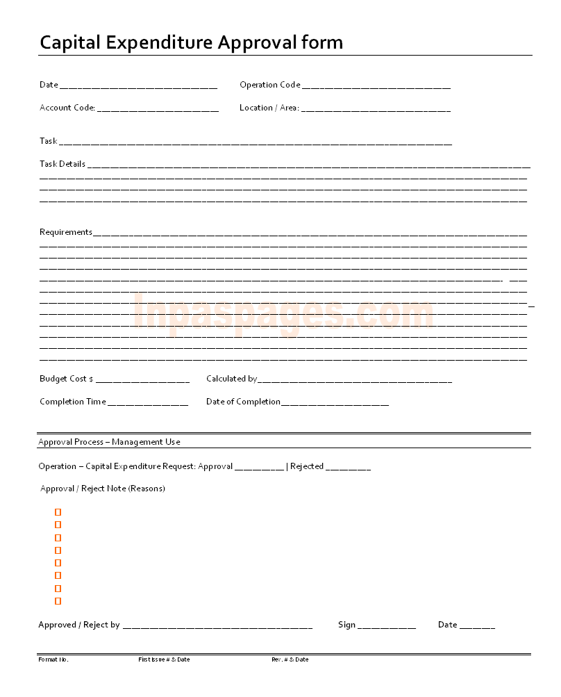 Capital Expenditure Approval Form Format
