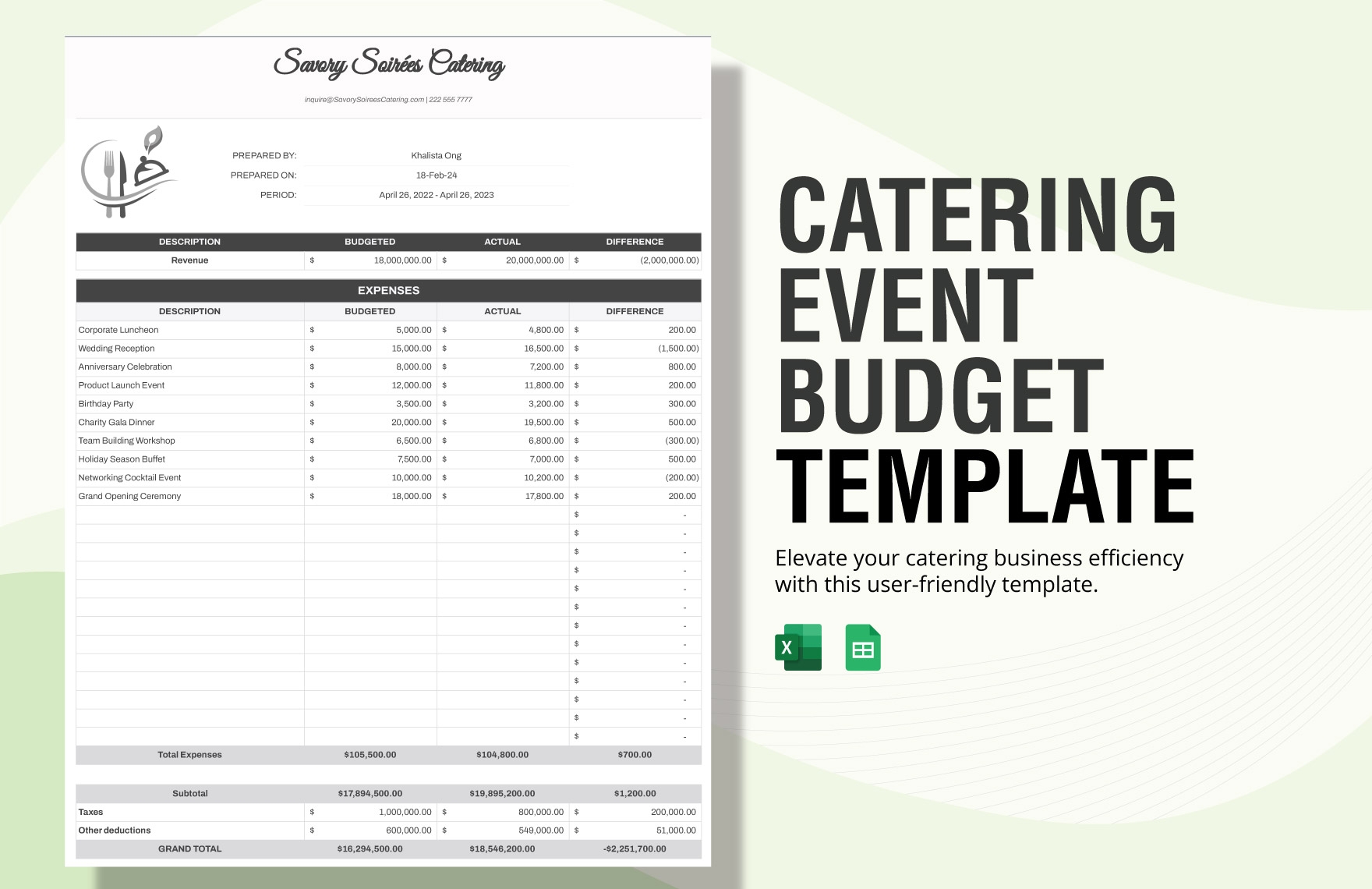 Catering Event Budget Template In Excel Google Sheets Download Template 