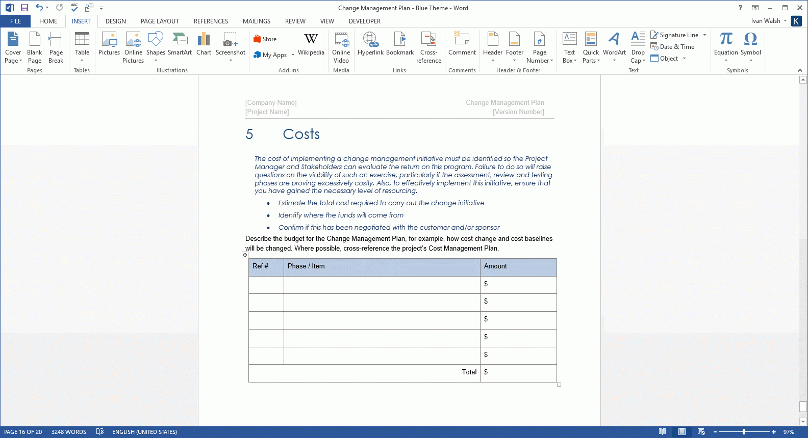 Change Management Plan Templates MS Office 
